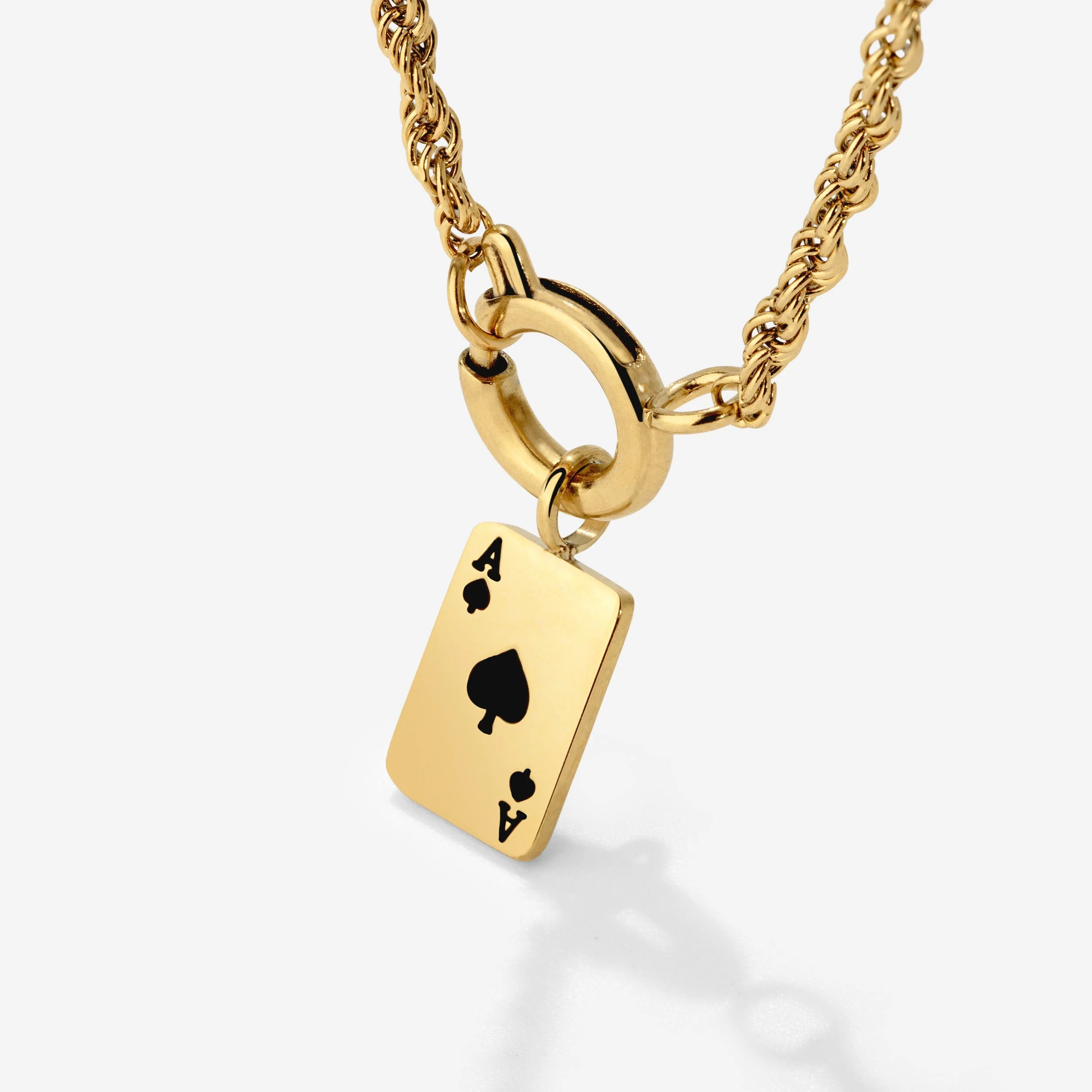 Aced Rope Chain Necklace Set Stud Earrings Gold - Image 3