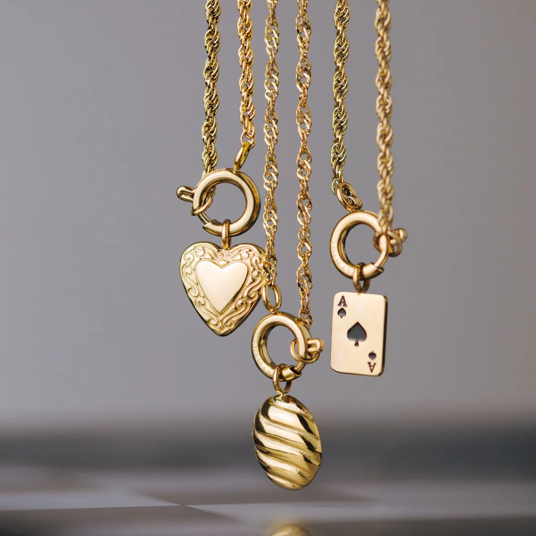 Aced Rope Chain Necklace Set Stud Earrings Gold - Image 5