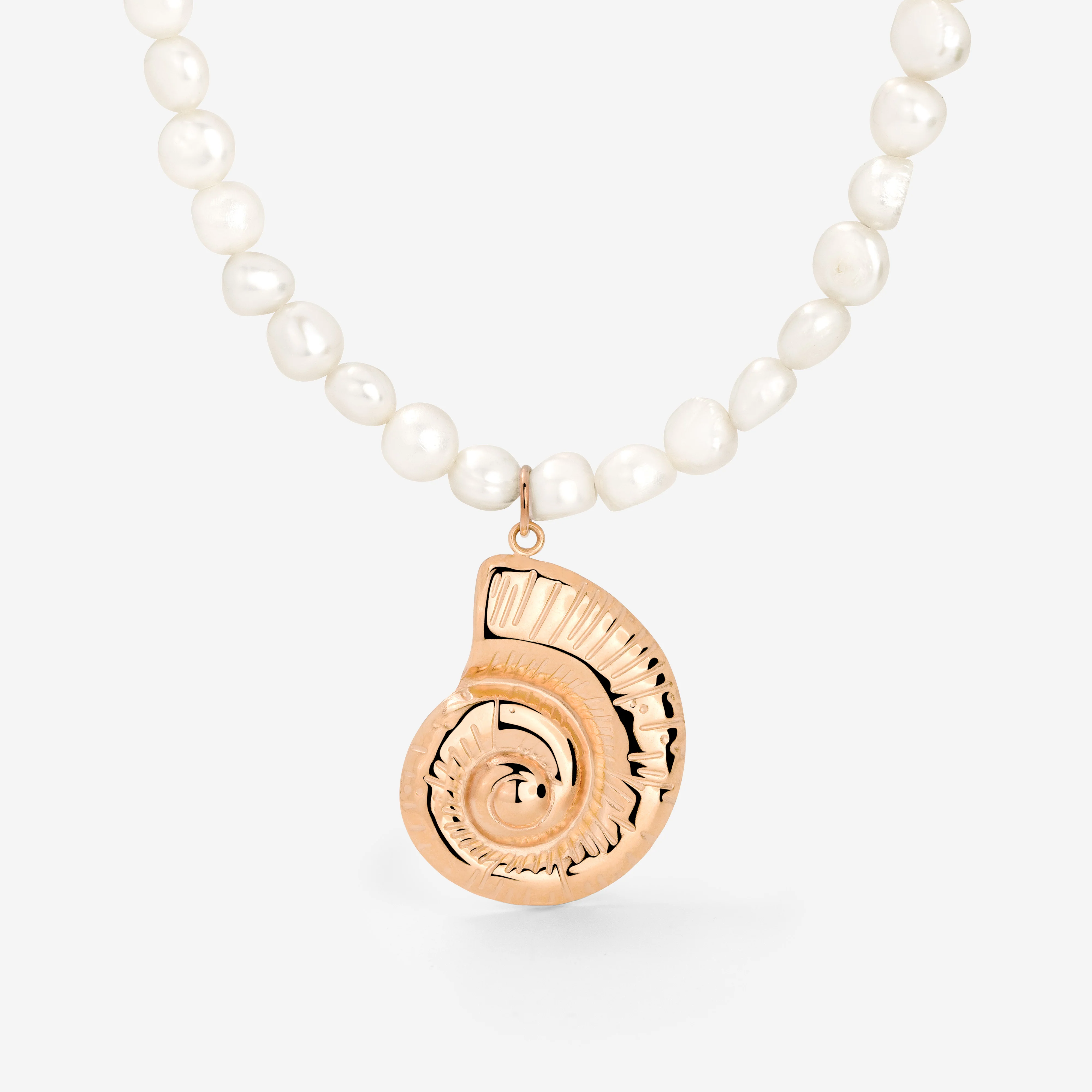 Ammonite Pearl Necklace Rose Gold