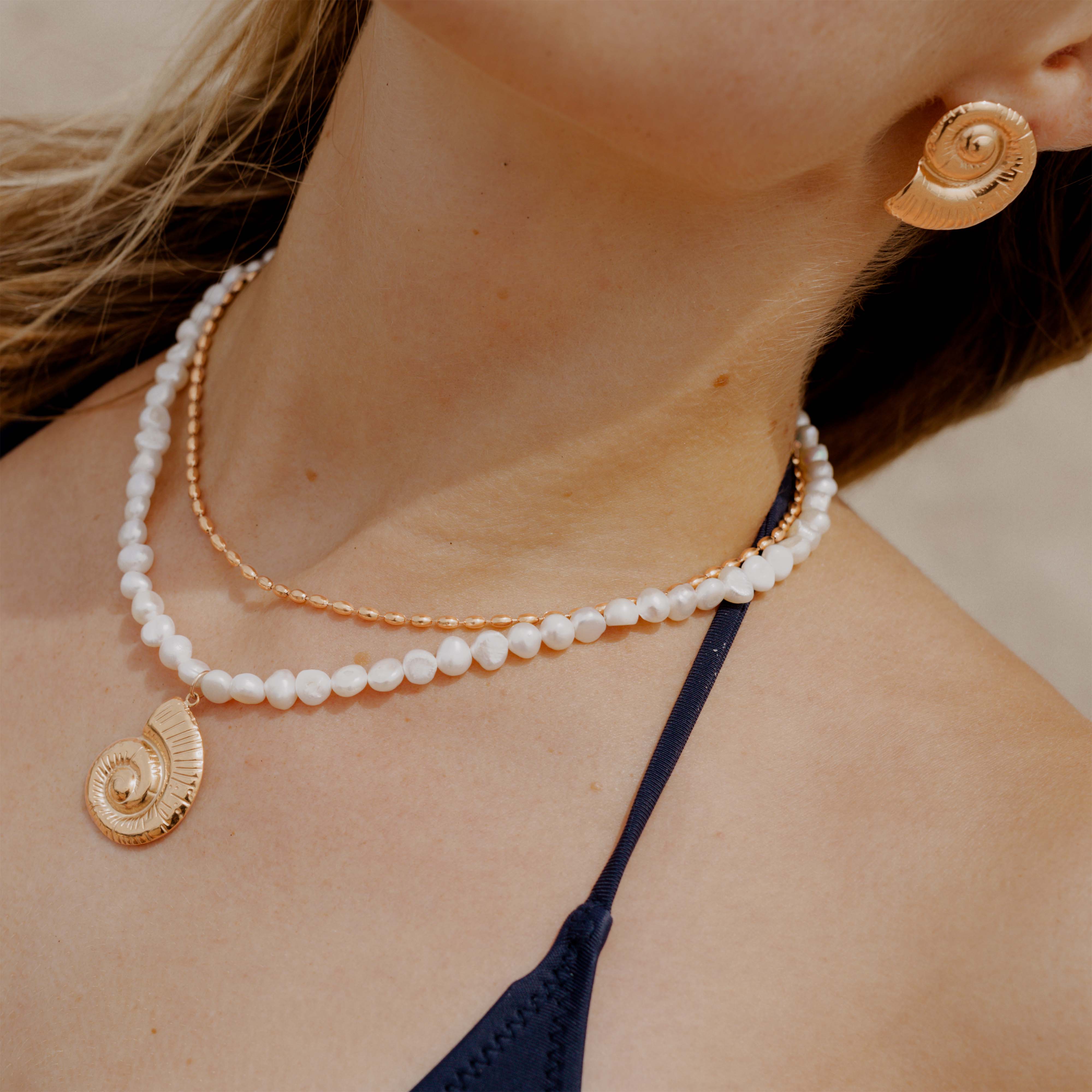 Ammonite Pearl Necklace Rose Gold - Image 2