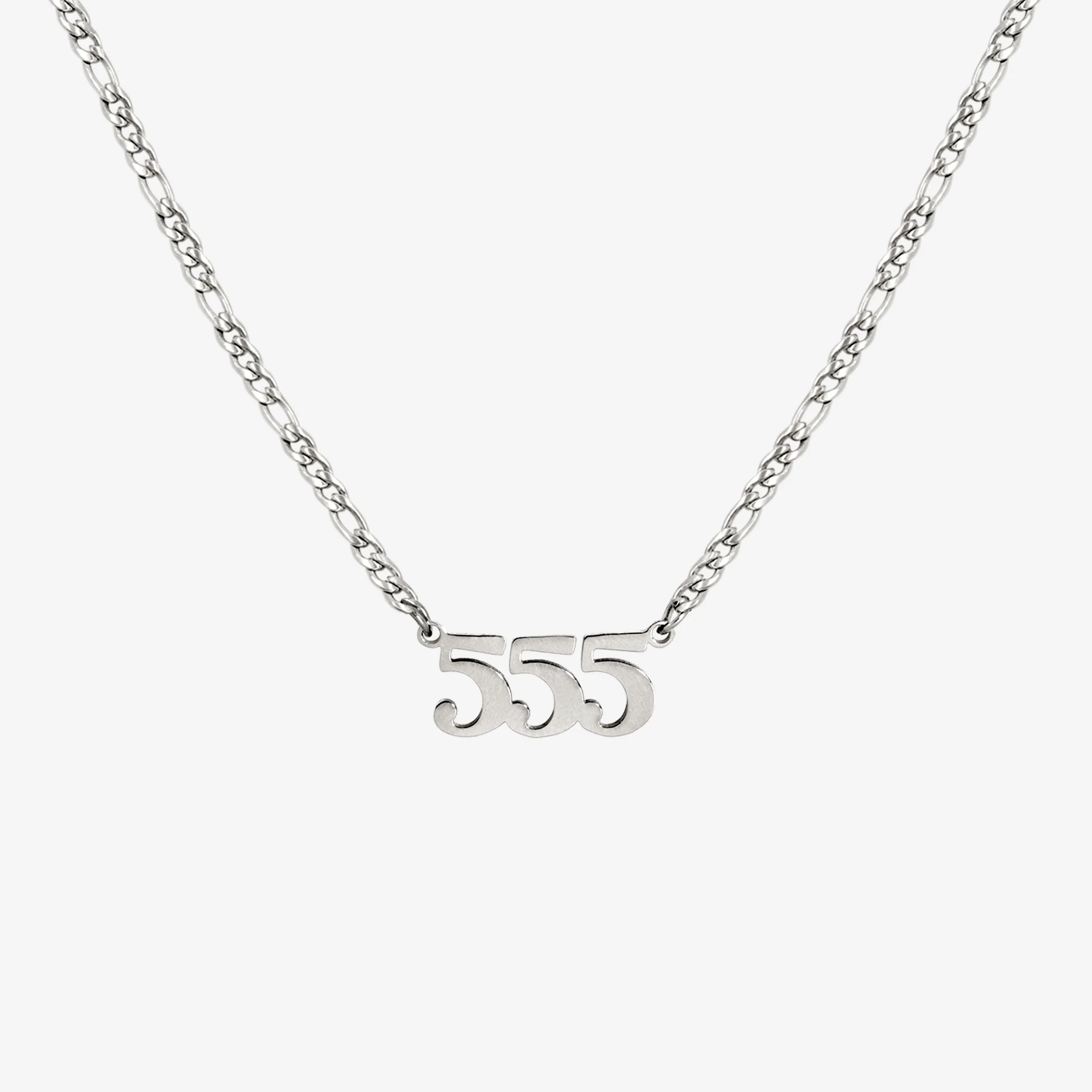 Angel Number Necklace Silver 555