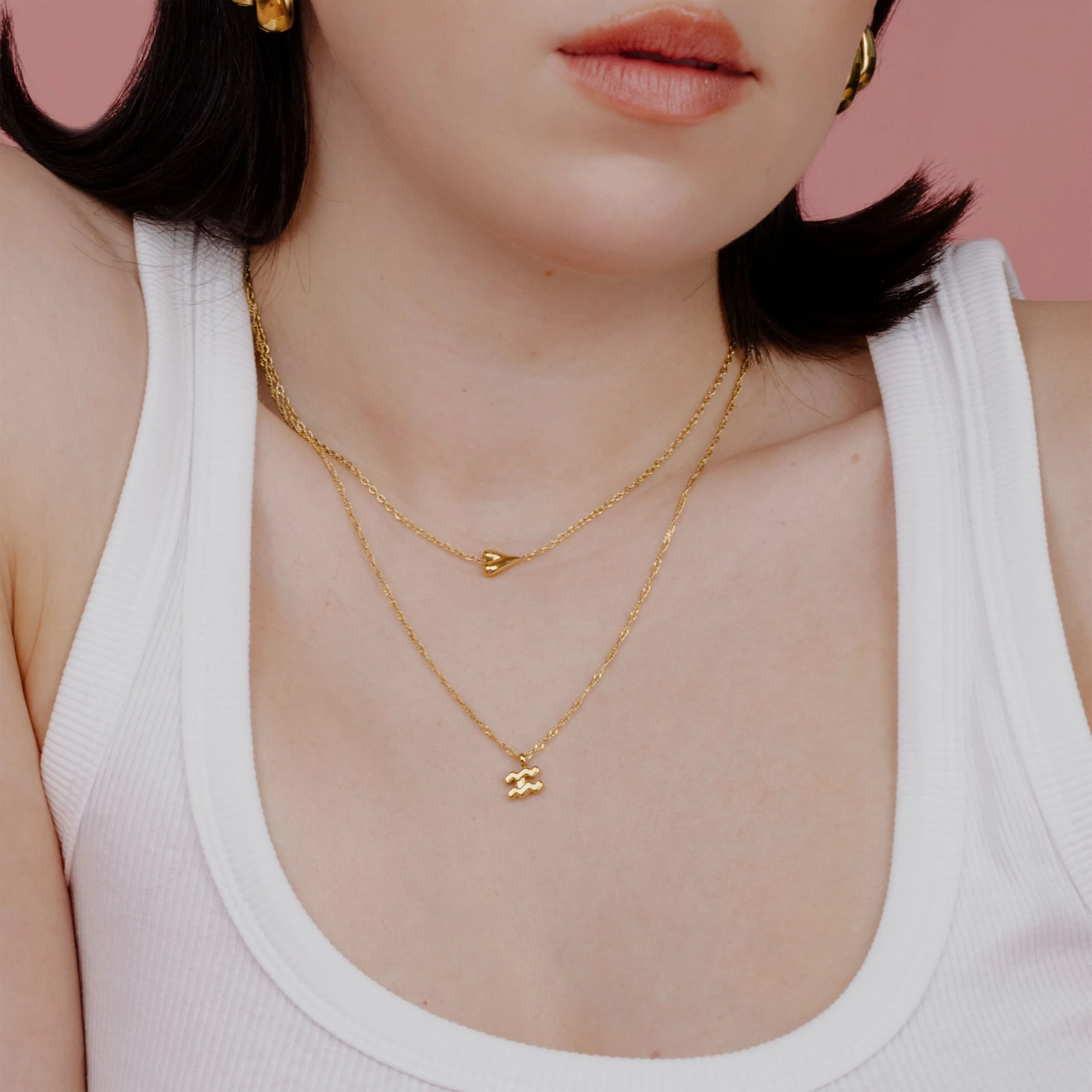 Aquarius Bubble Necklace Stud Earrings Gold - Image 3