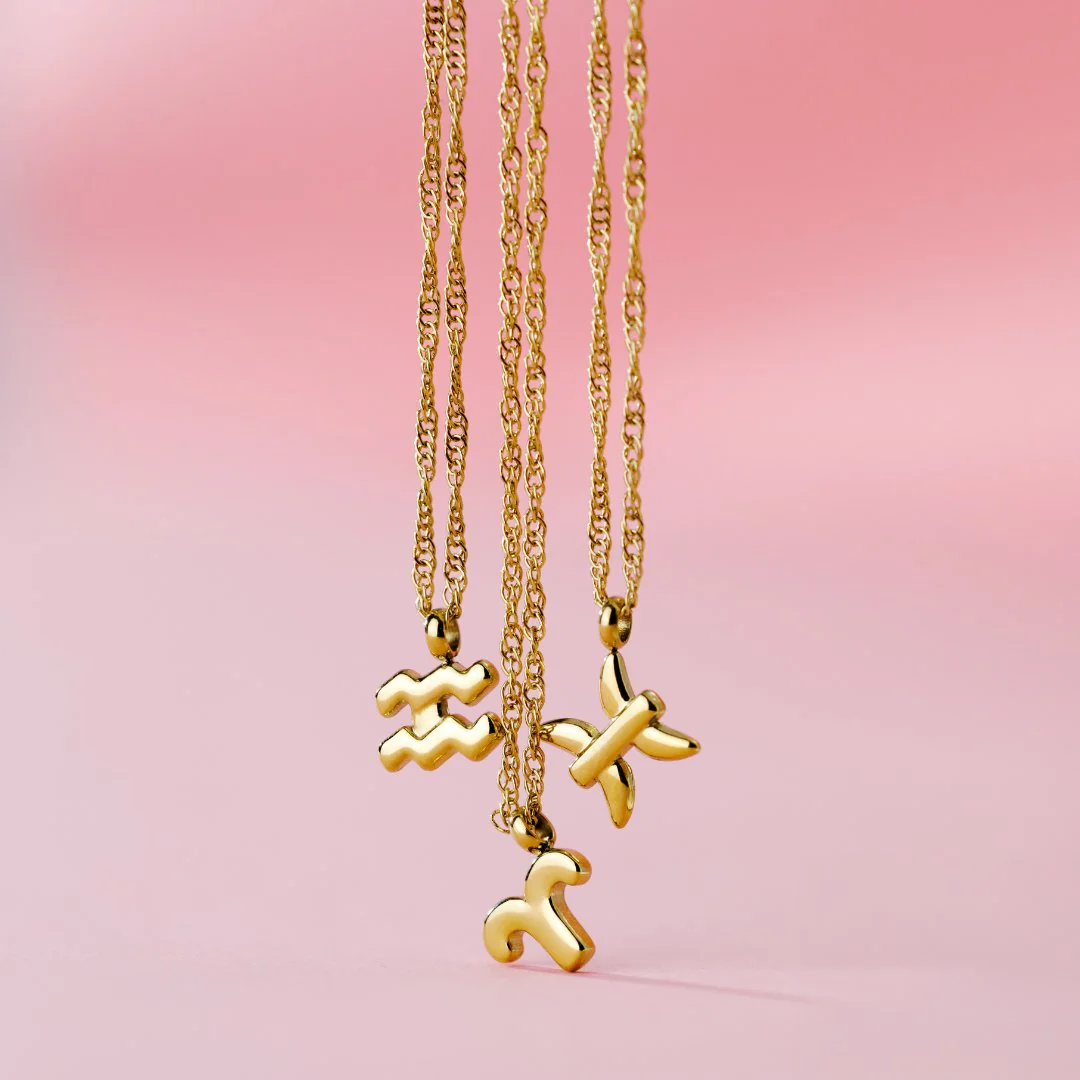 Aquarius Bubble Necklace Stud Earrings Gold - Image 5