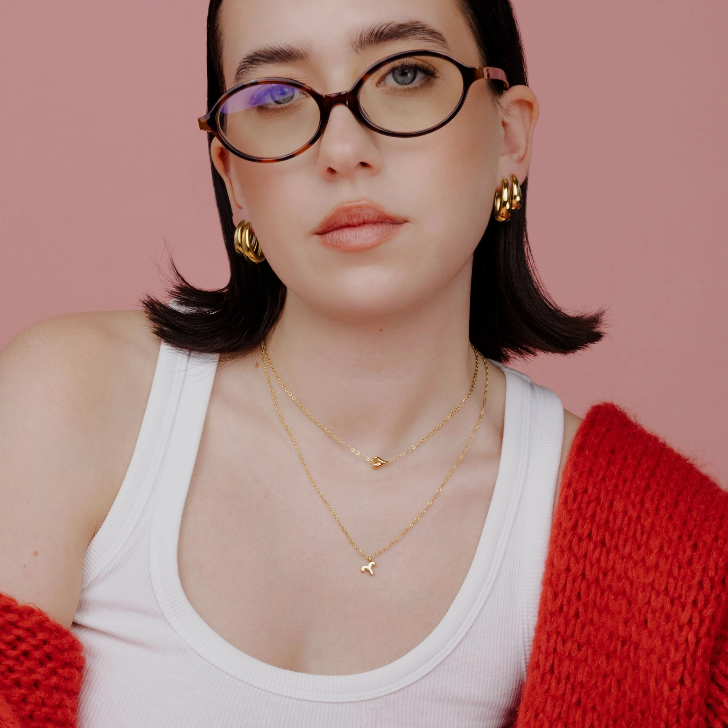 Aries Bubble Necklace Stud Earrings Gold - Image 3