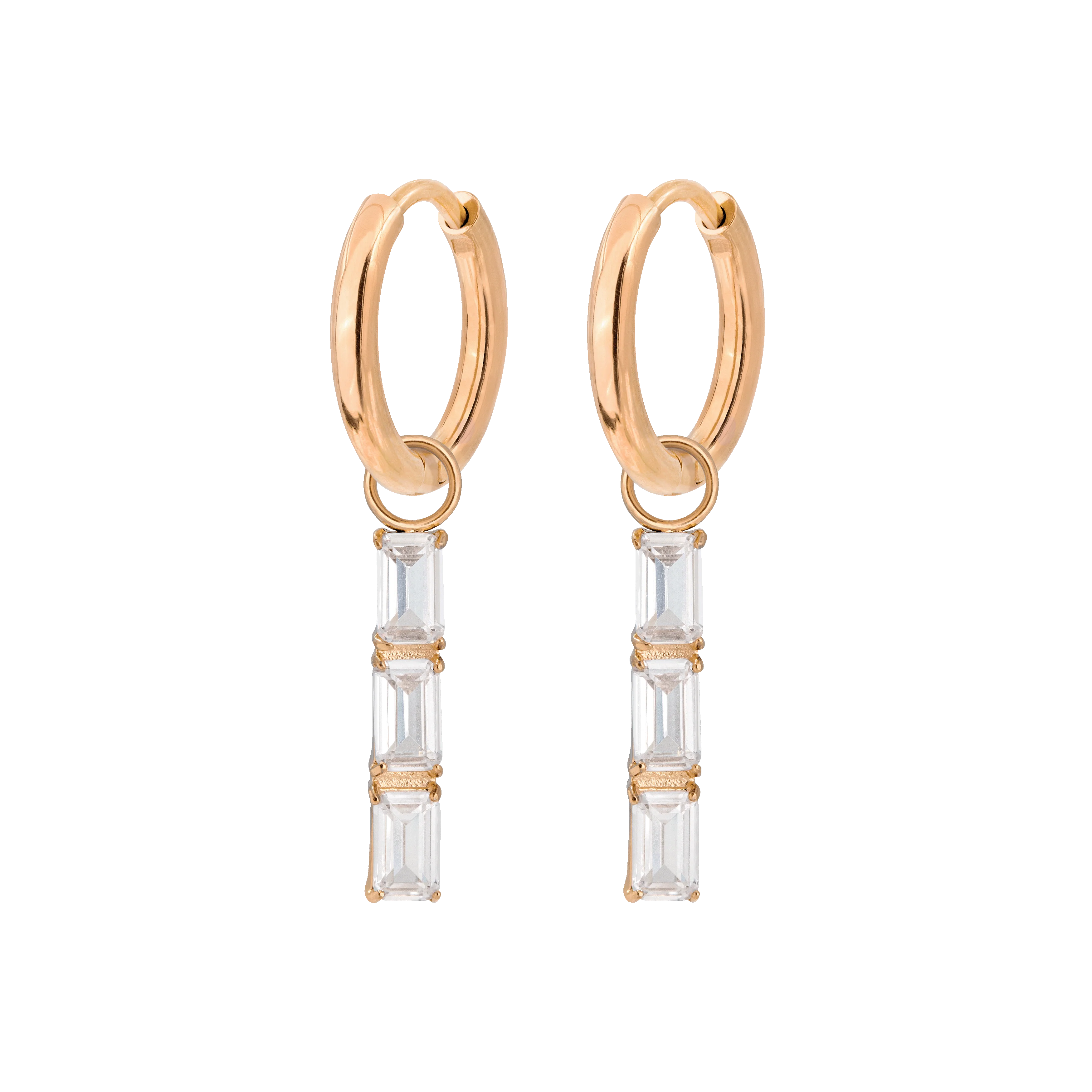 Baguette Bundle Hoop Set Small Rose Gold