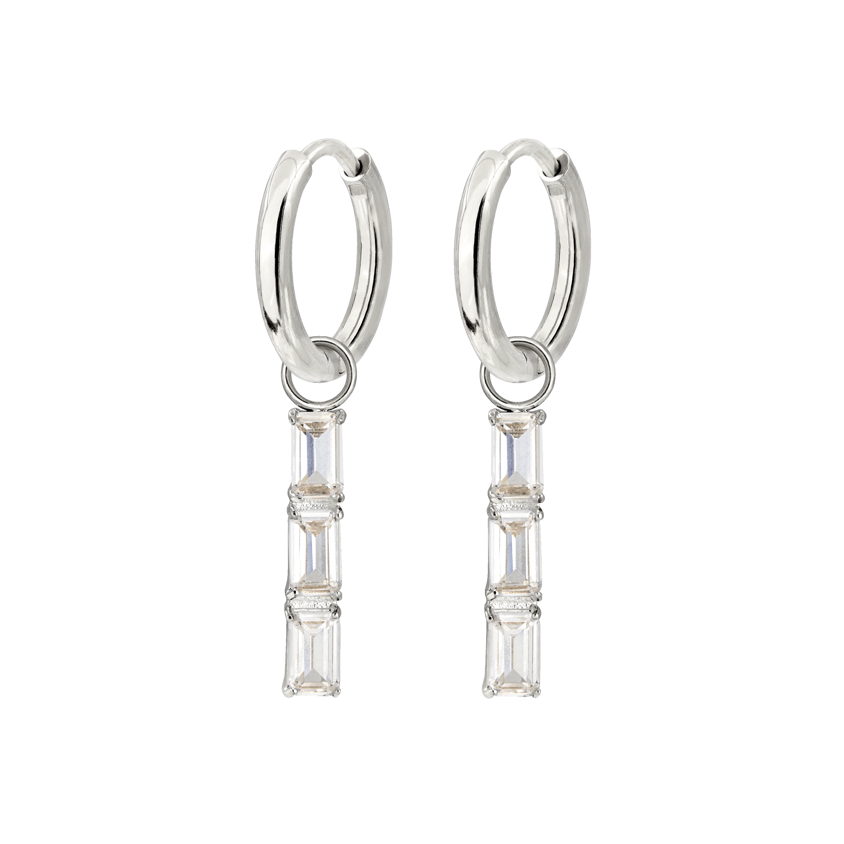 Baguette Bundle Hoop Set Small Silver