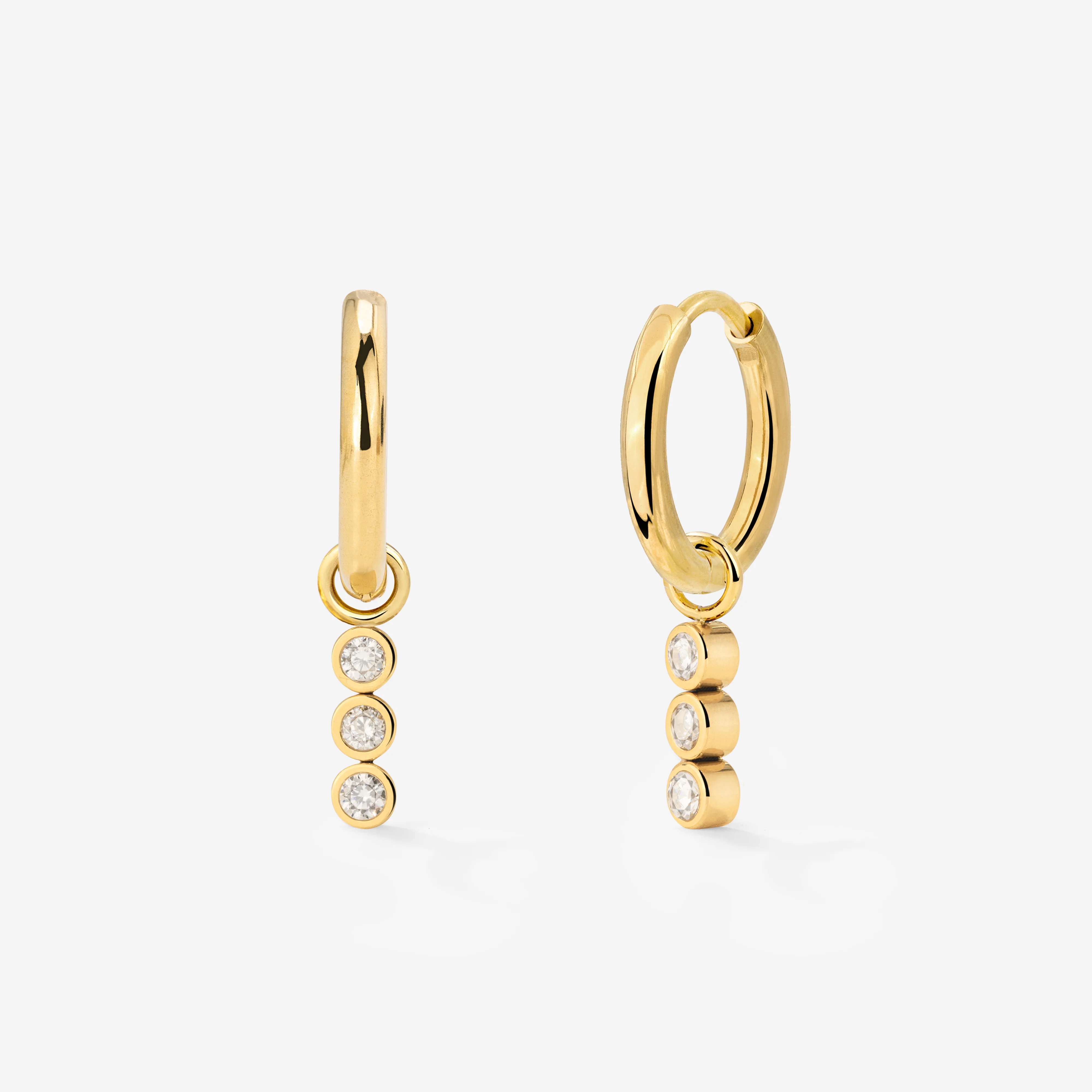 Bezel Bling Hoop Set Small Gold