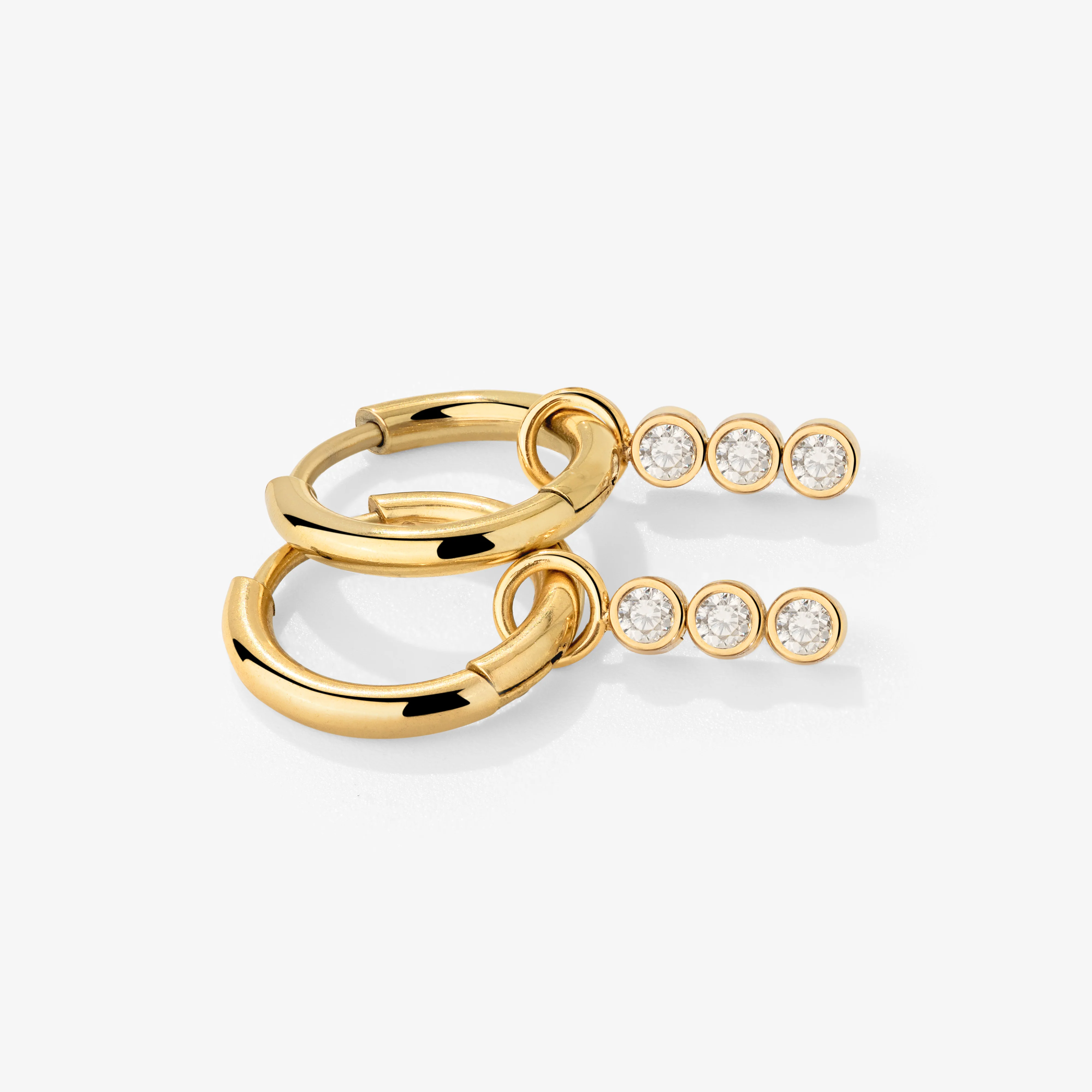 Bezel Bling Hoop Set Small Gold - Image 4
