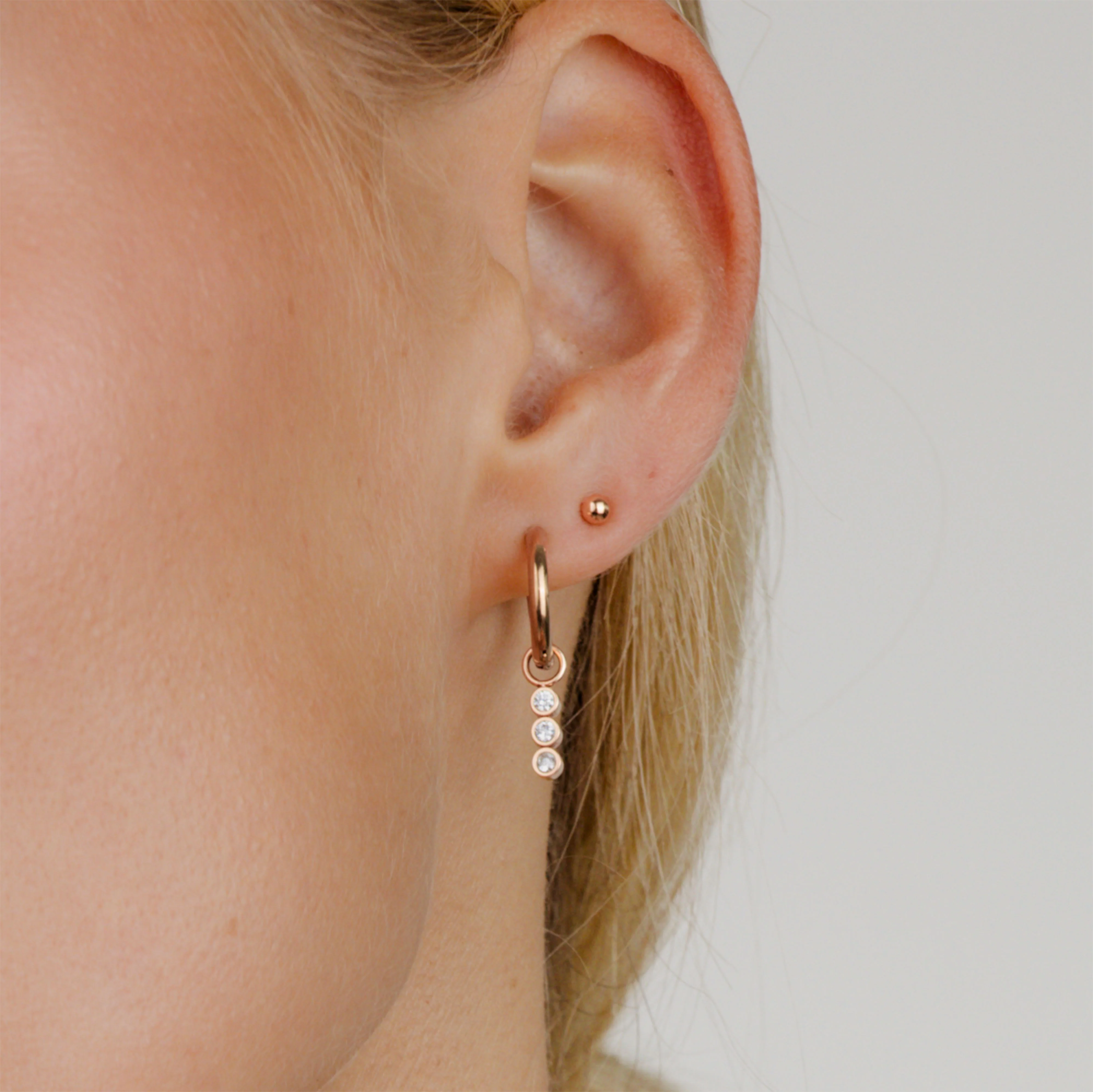 Bezel Bling Hoop Set Small Rose Gold - Image 2