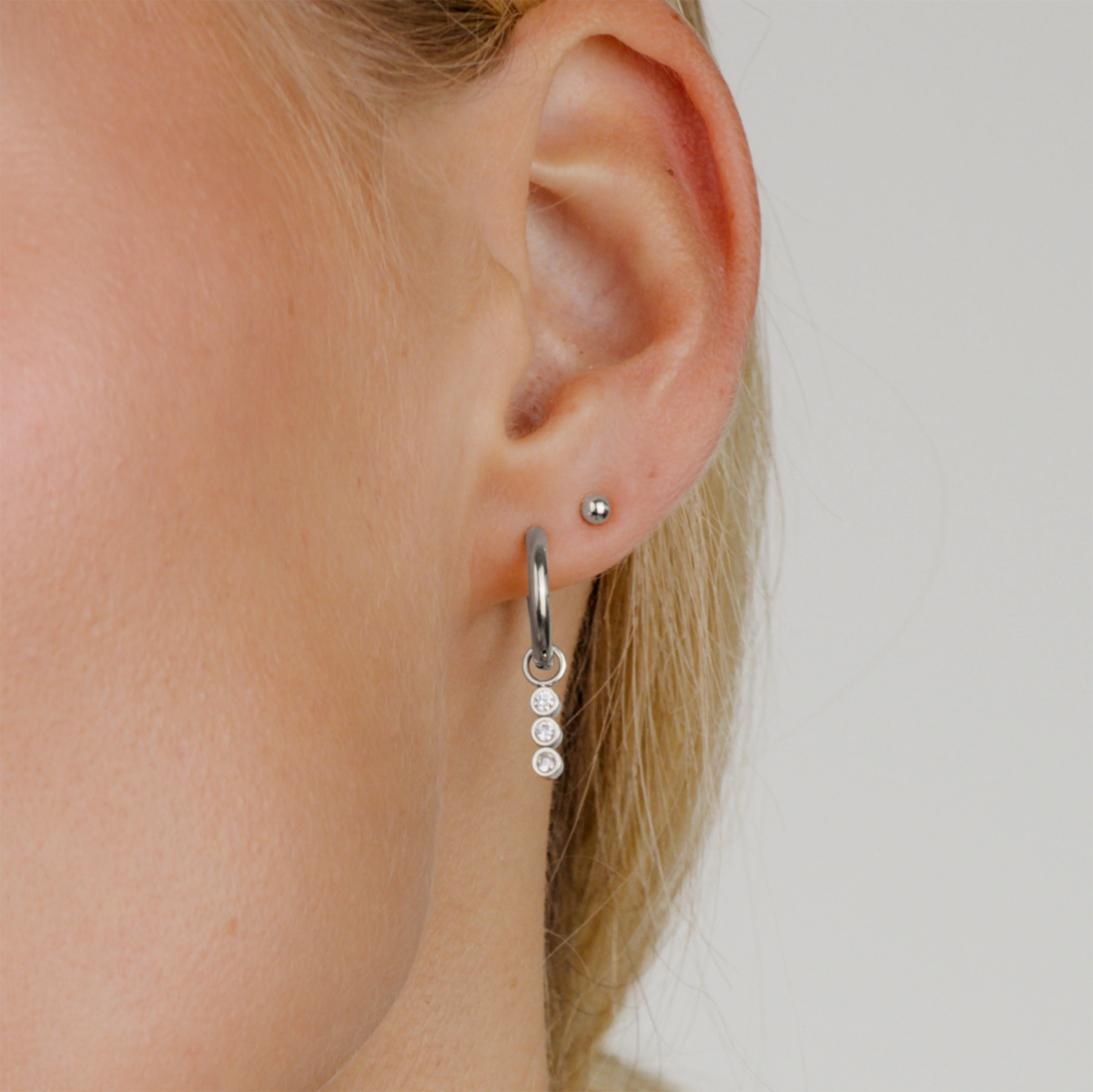 Bezel Bling Hoop Set Small Silver - Image 2