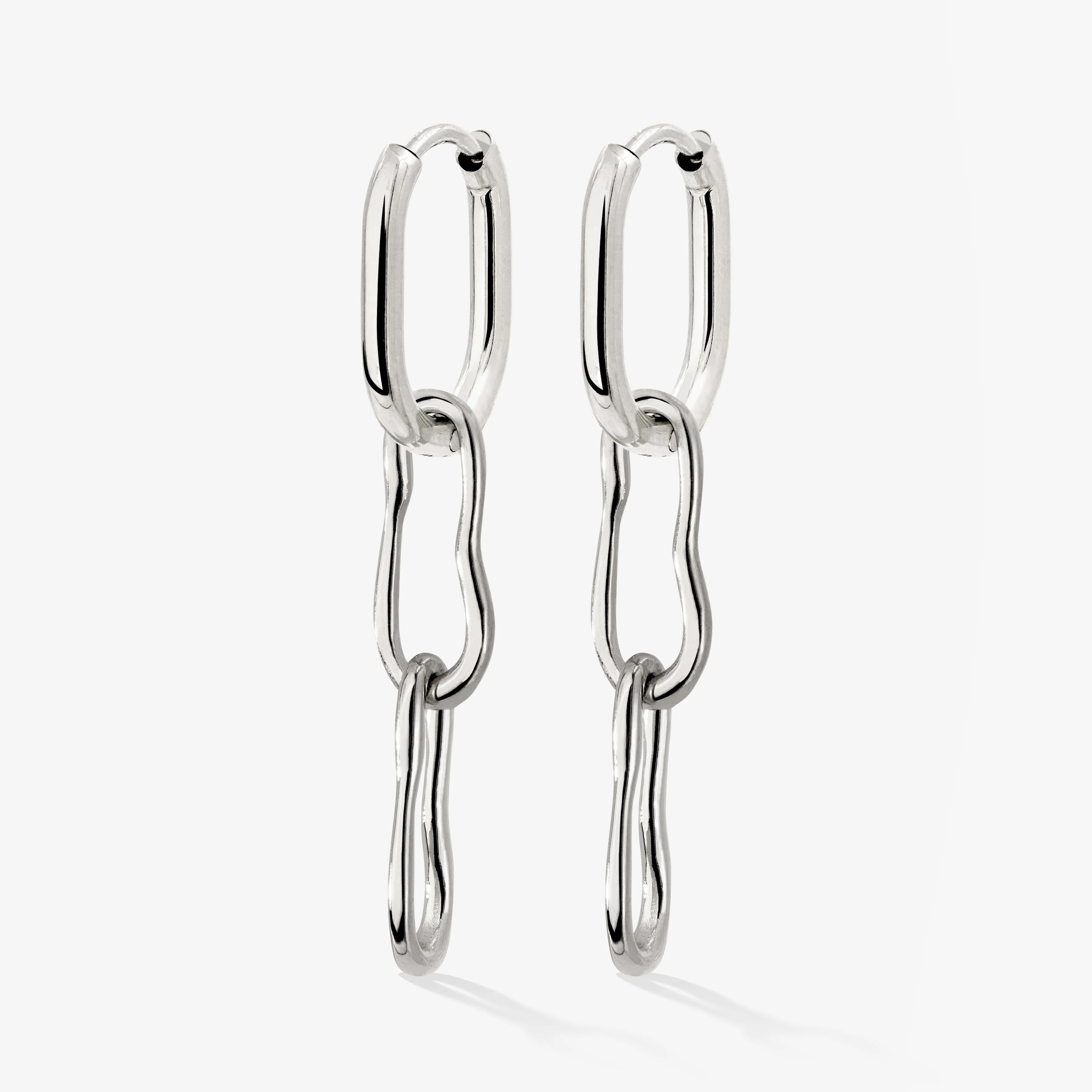 Blending Duo Oval Hoop Set Baby Silver