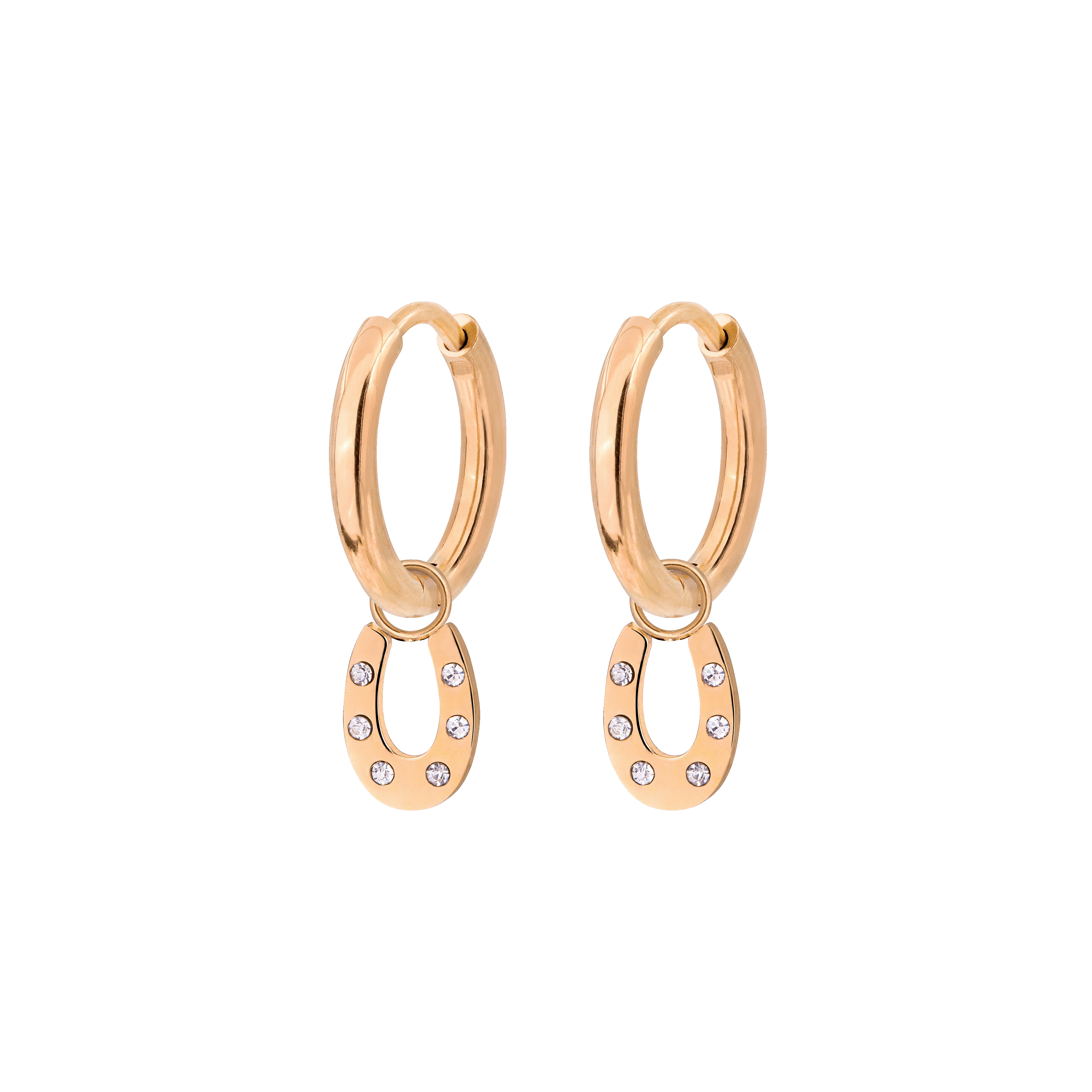 Blinged Horseshoe Hoop Set Small Rose Gold