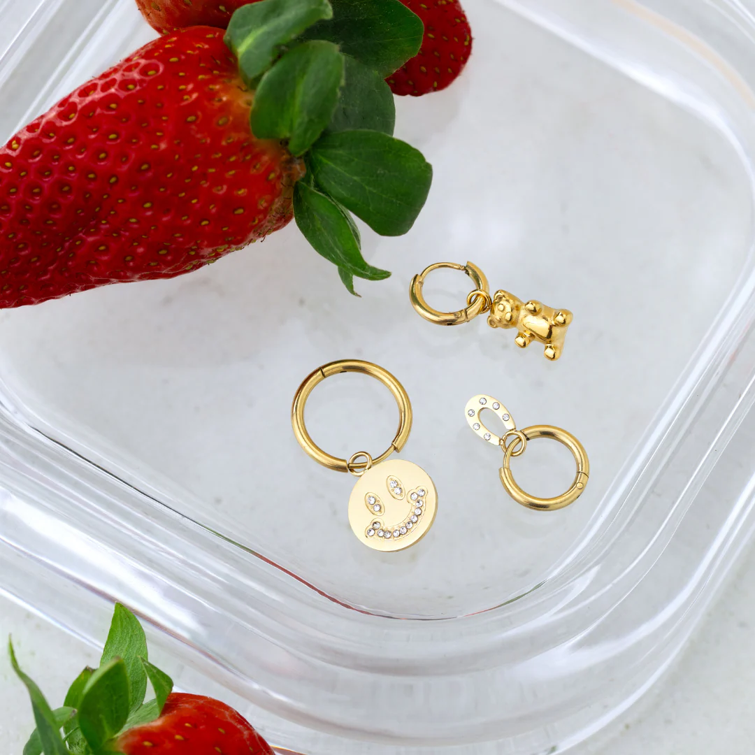 Blinged Horseshoe Hoop Set Small Rose Gold - Image 4