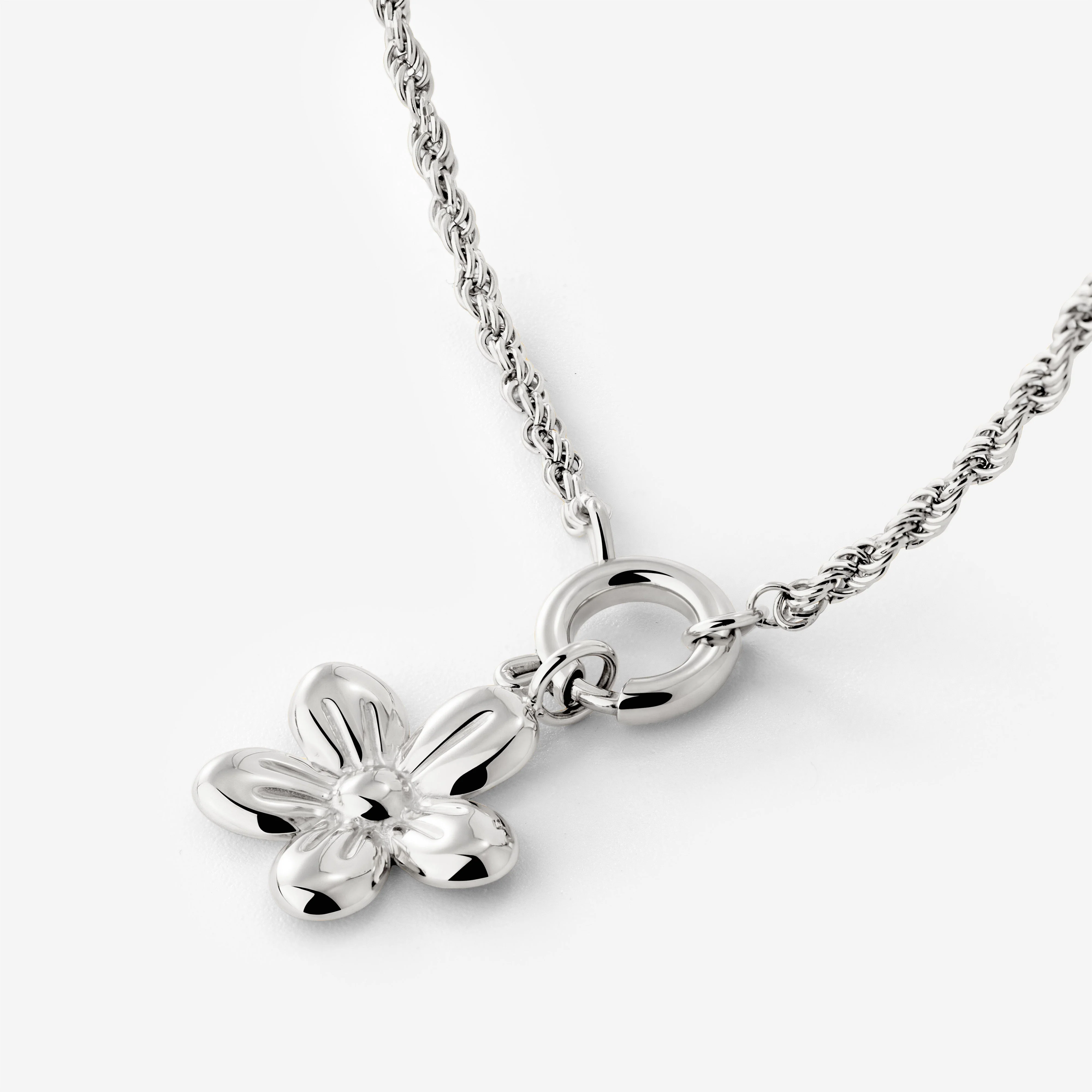 Blossom Rope Chain Necklace Set Silver - Image 4