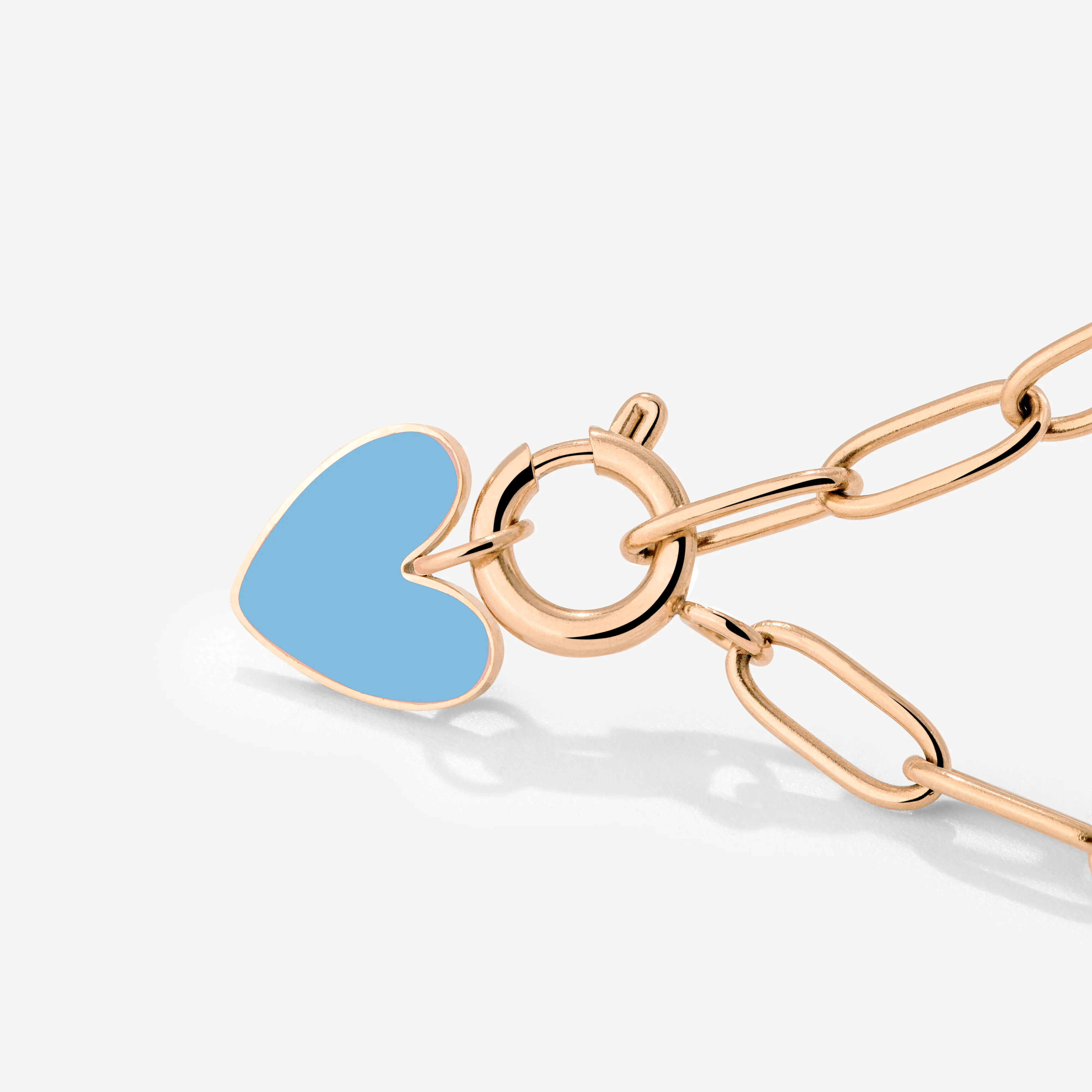 Blue Heart Oval Links Necklace Set Rose Gold - Image 3