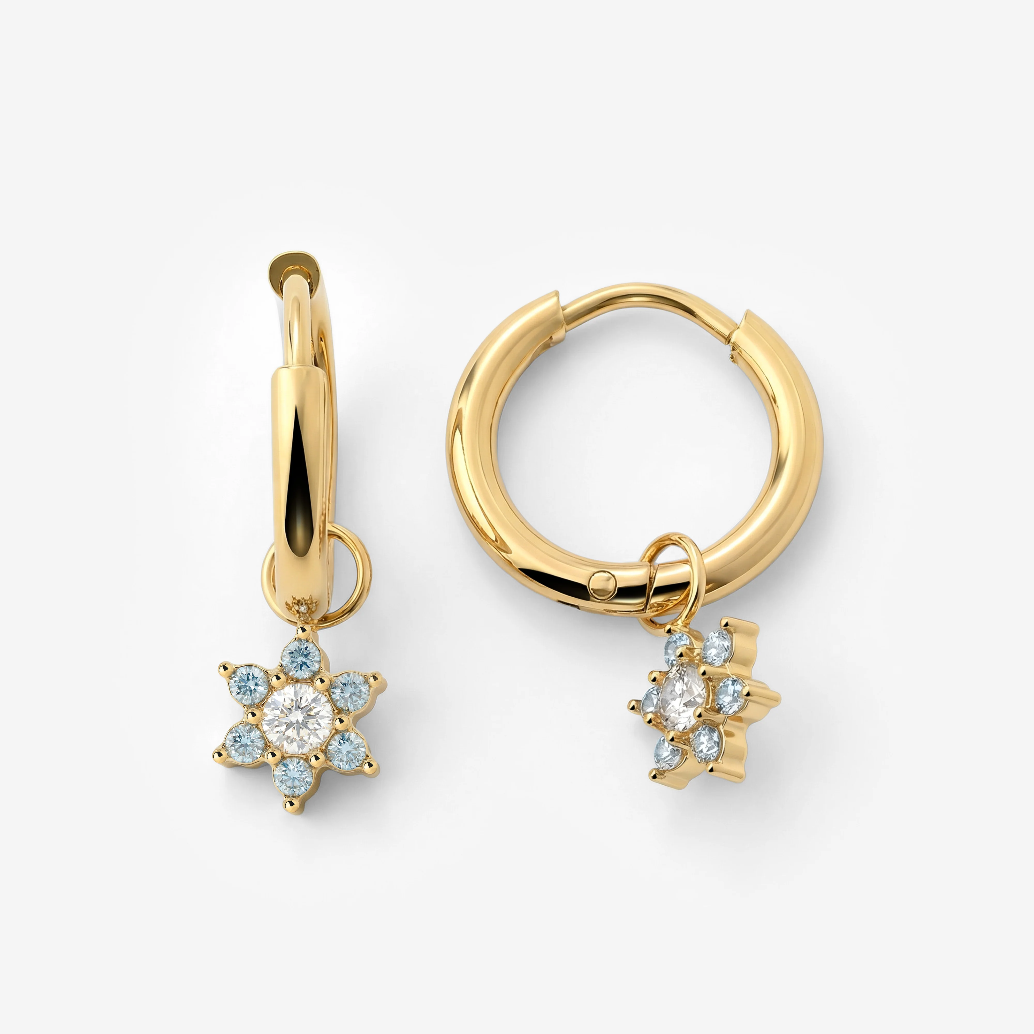 Blue Petal Hoop Set Small Gold - Image 5