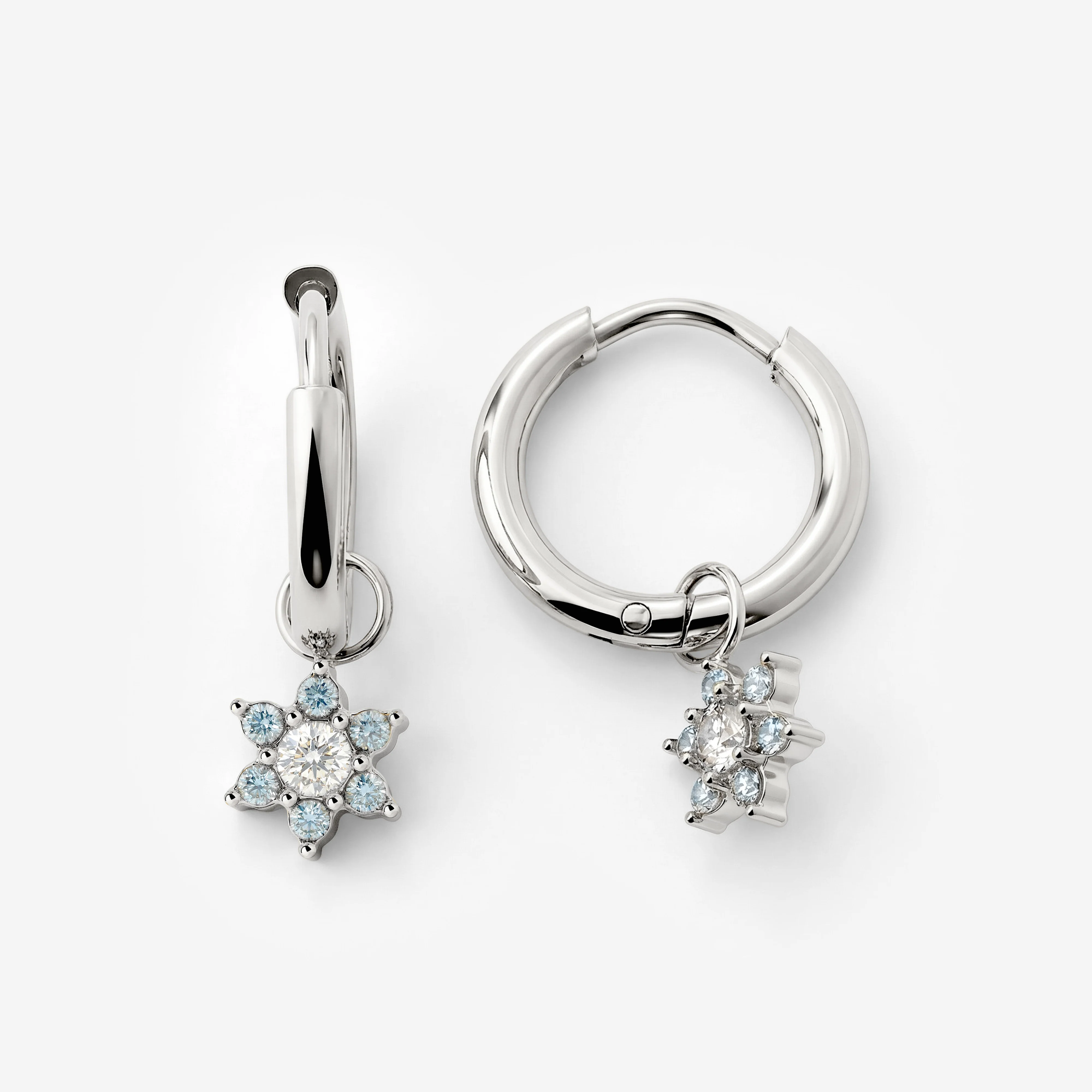 Blue Petal Hoop Set Small Silver - Image 5