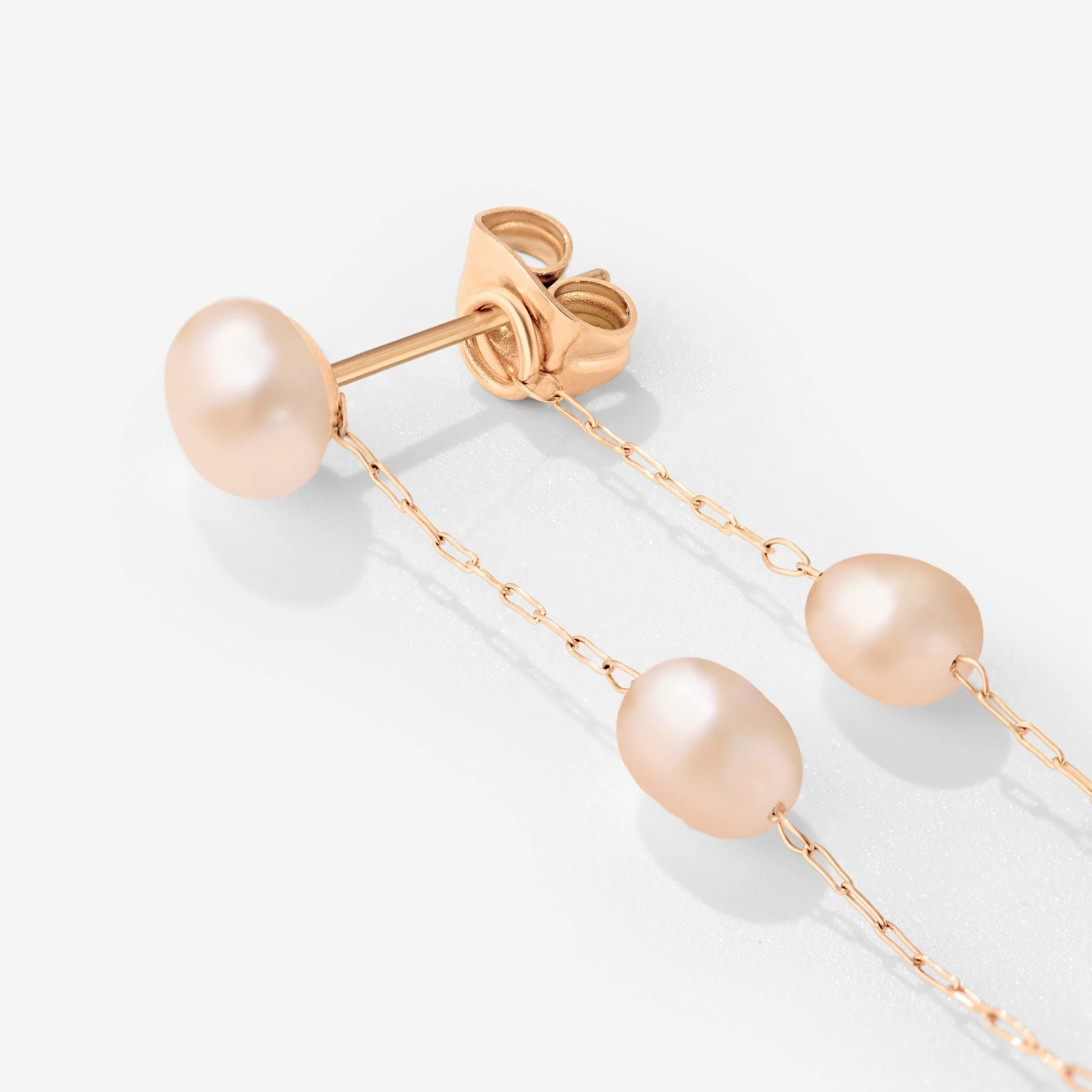 Blush Pearl Fall Earrings Rose Gold - Image 3