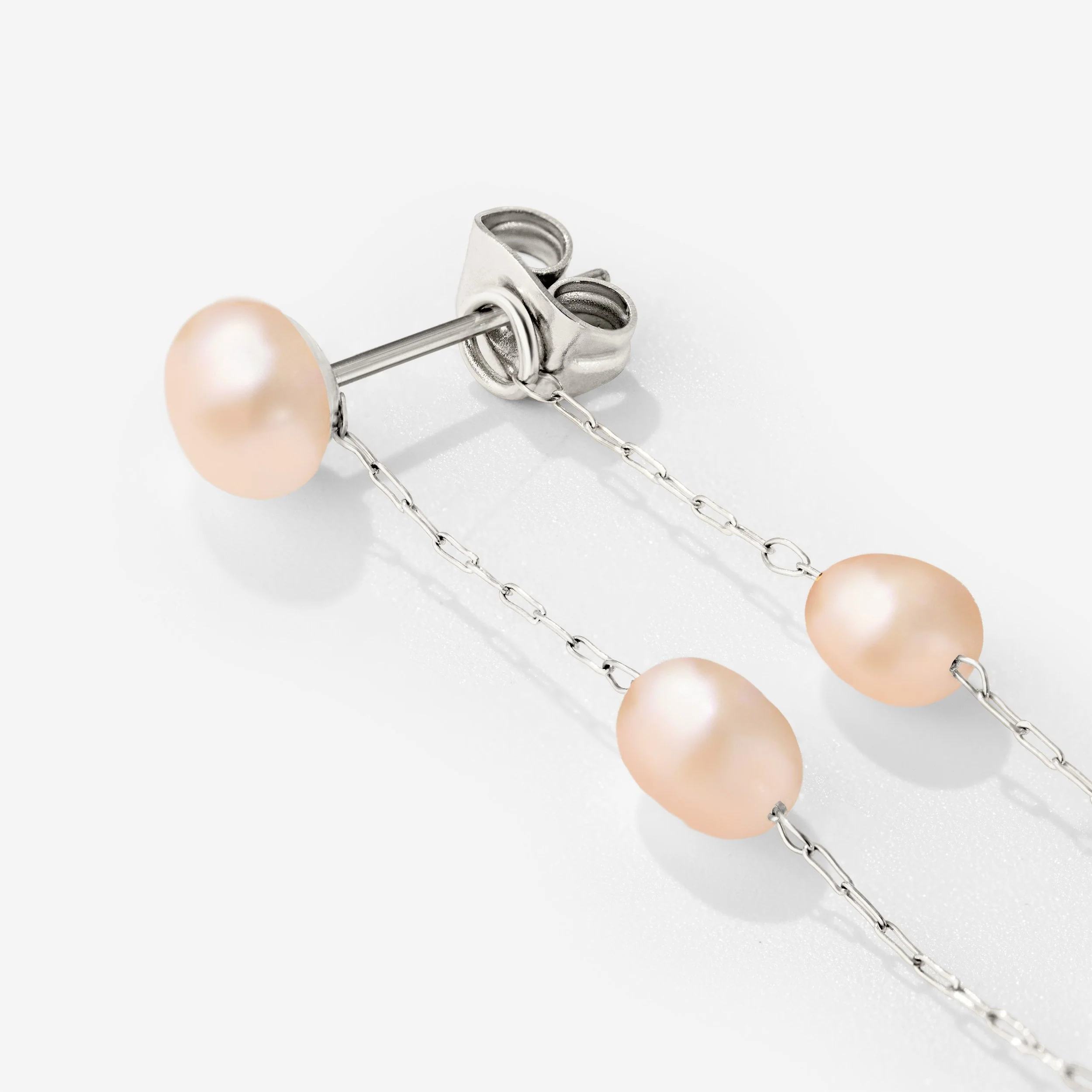 Blush Pearl Fall Earrings Silver - Image 3