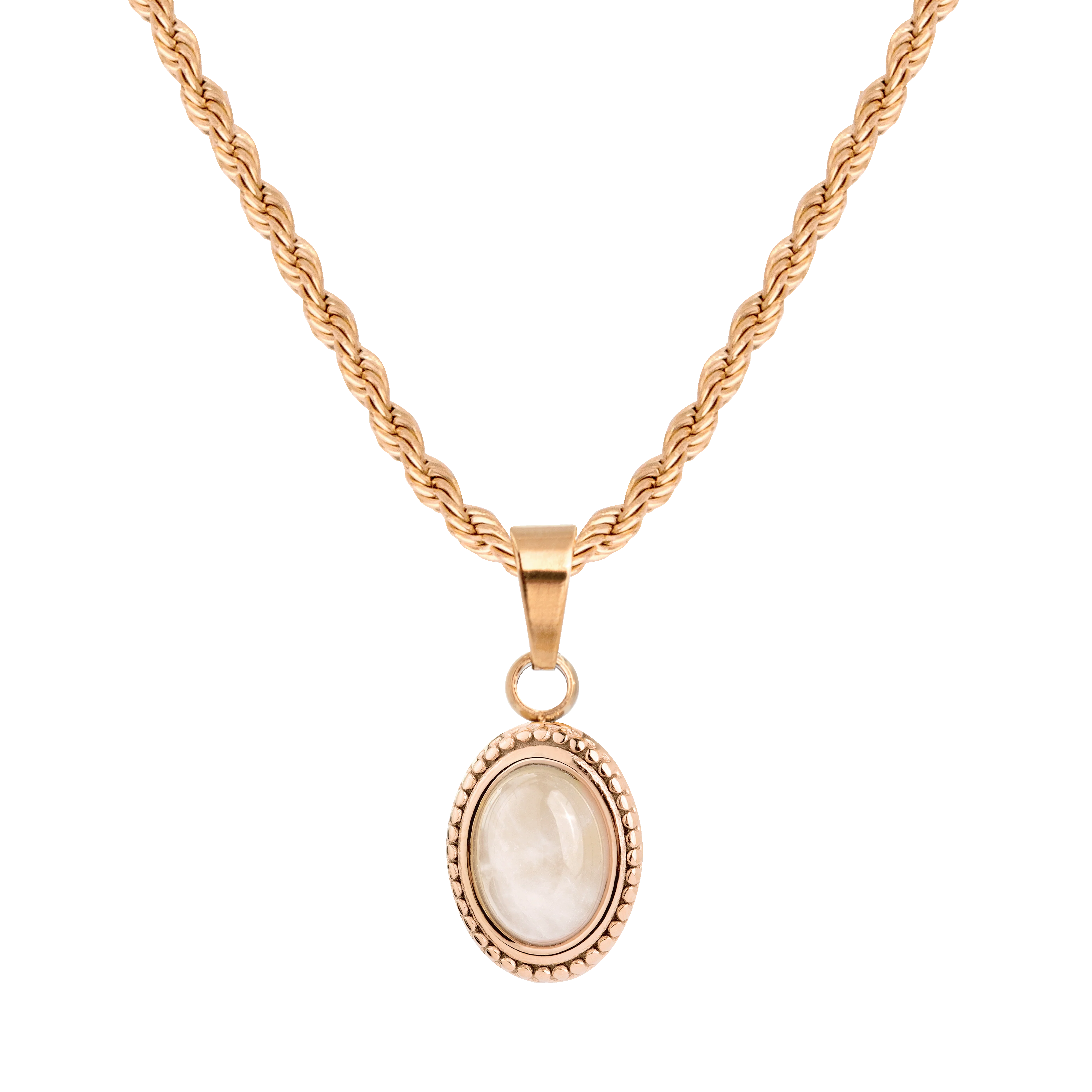 Blush Quartz Necklace Rose Gold