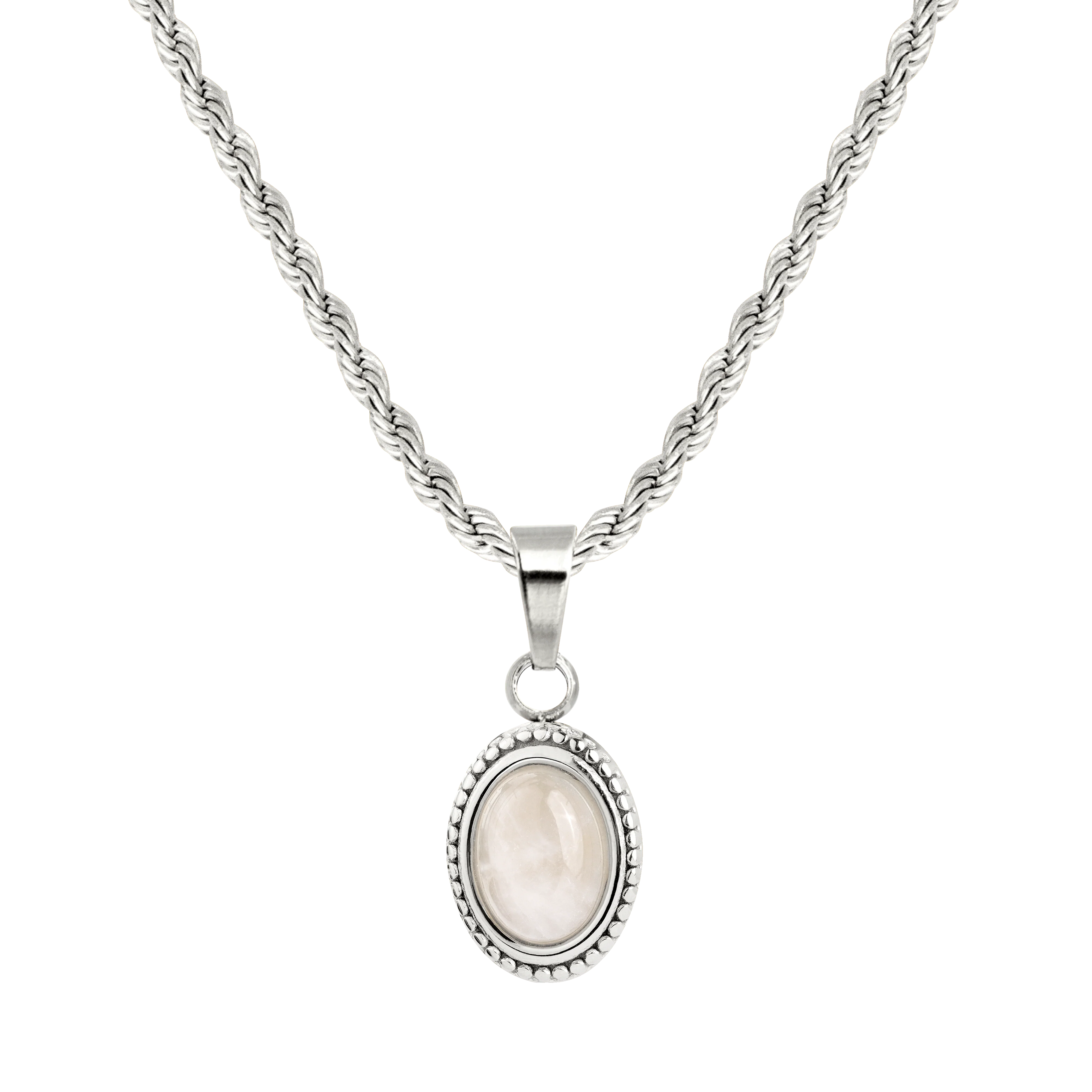 Blush Quartz Necklace Silver