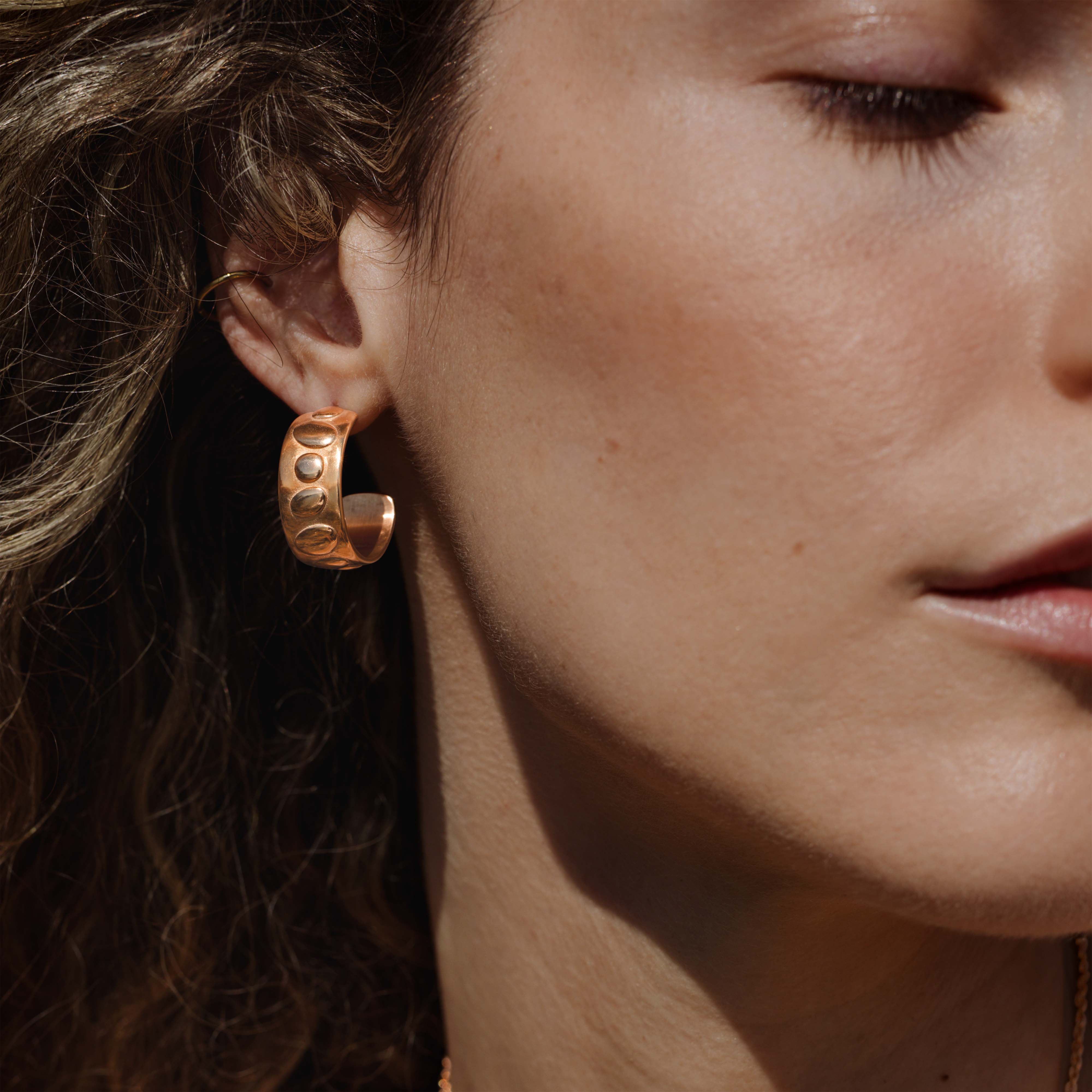 Boho Beads Hoop Studs Rose Gold - Image 2