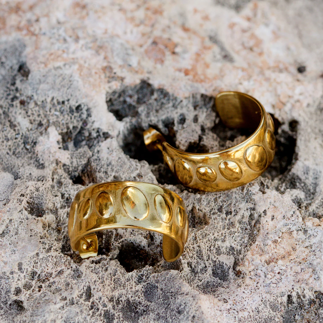 Boho Beads Hoop Studs Rose Gold - Image 3