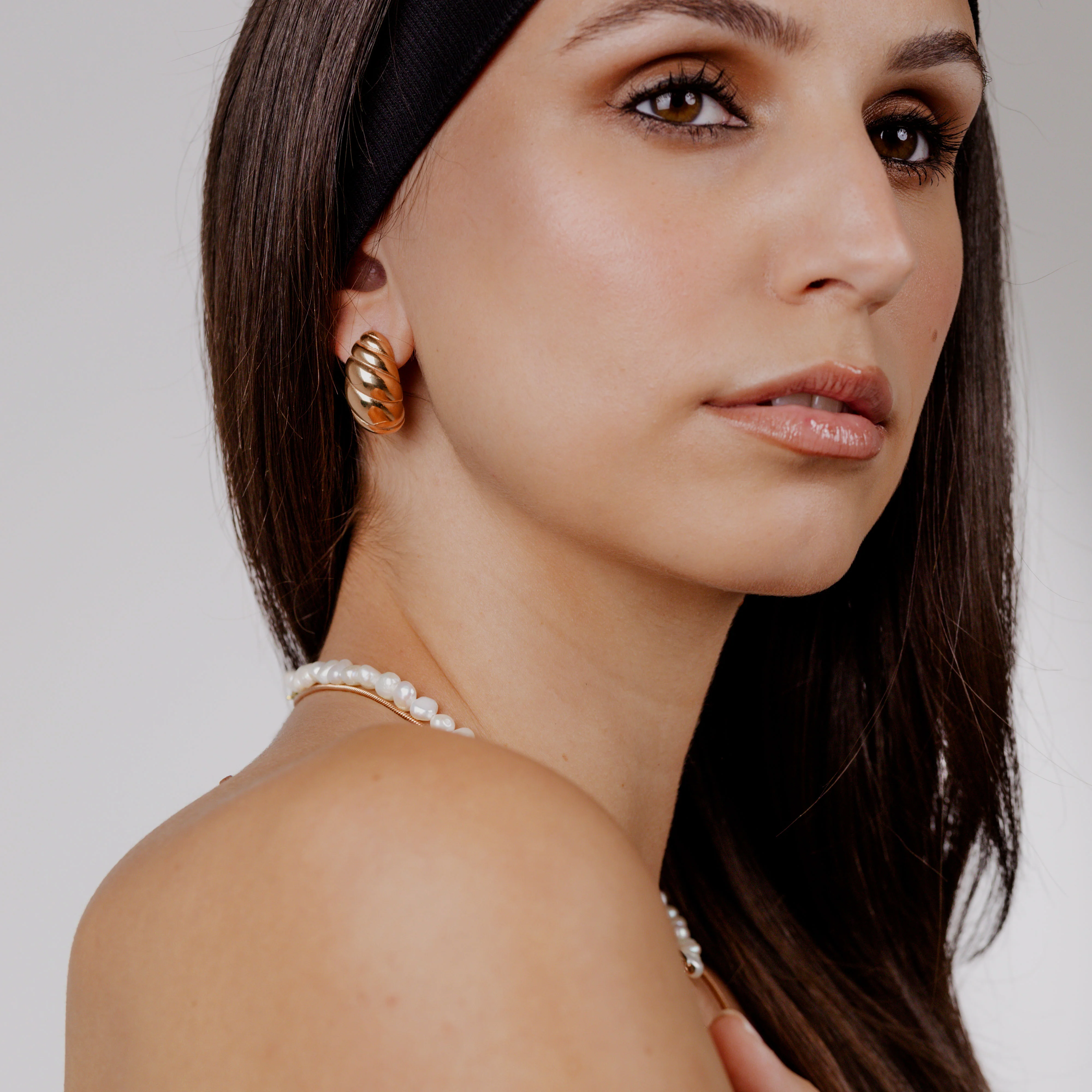 Bold Croissant Studs Rose Gold - Image 2