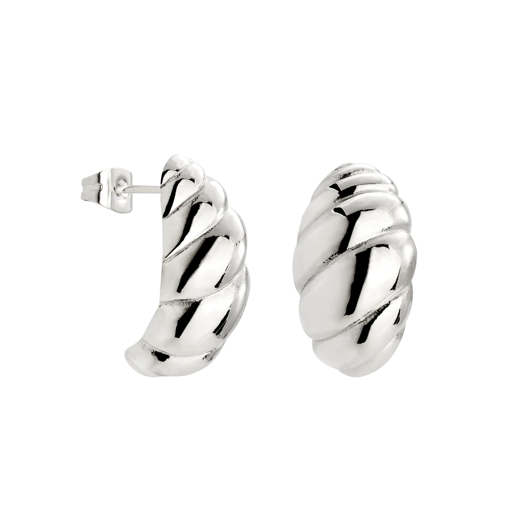 Bold Croissant Studs Silver