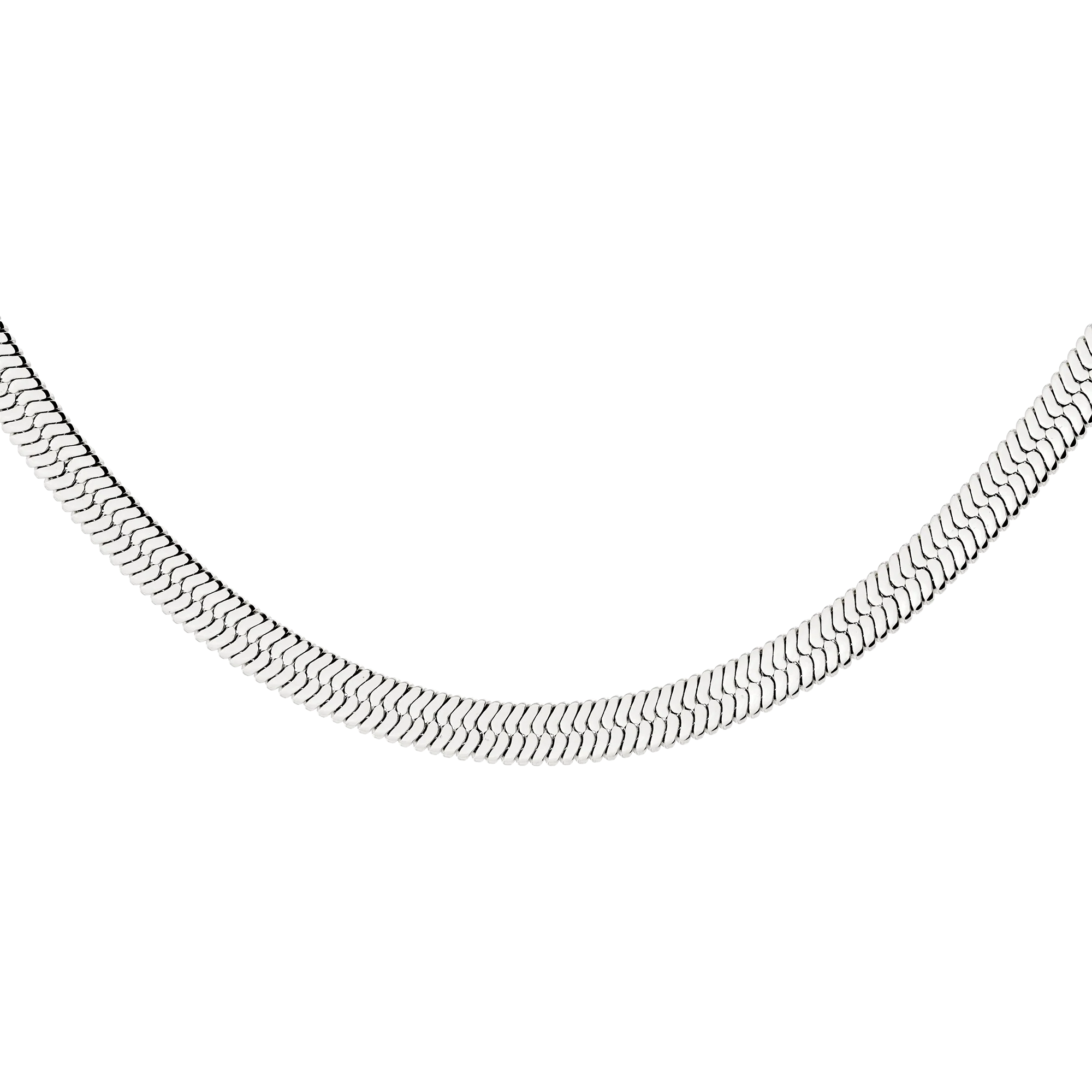 Bold Herringbone Necklace Silver