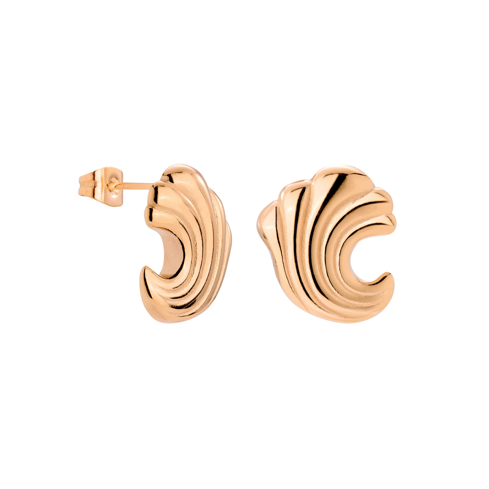Bold Wave Studs Rose Gold