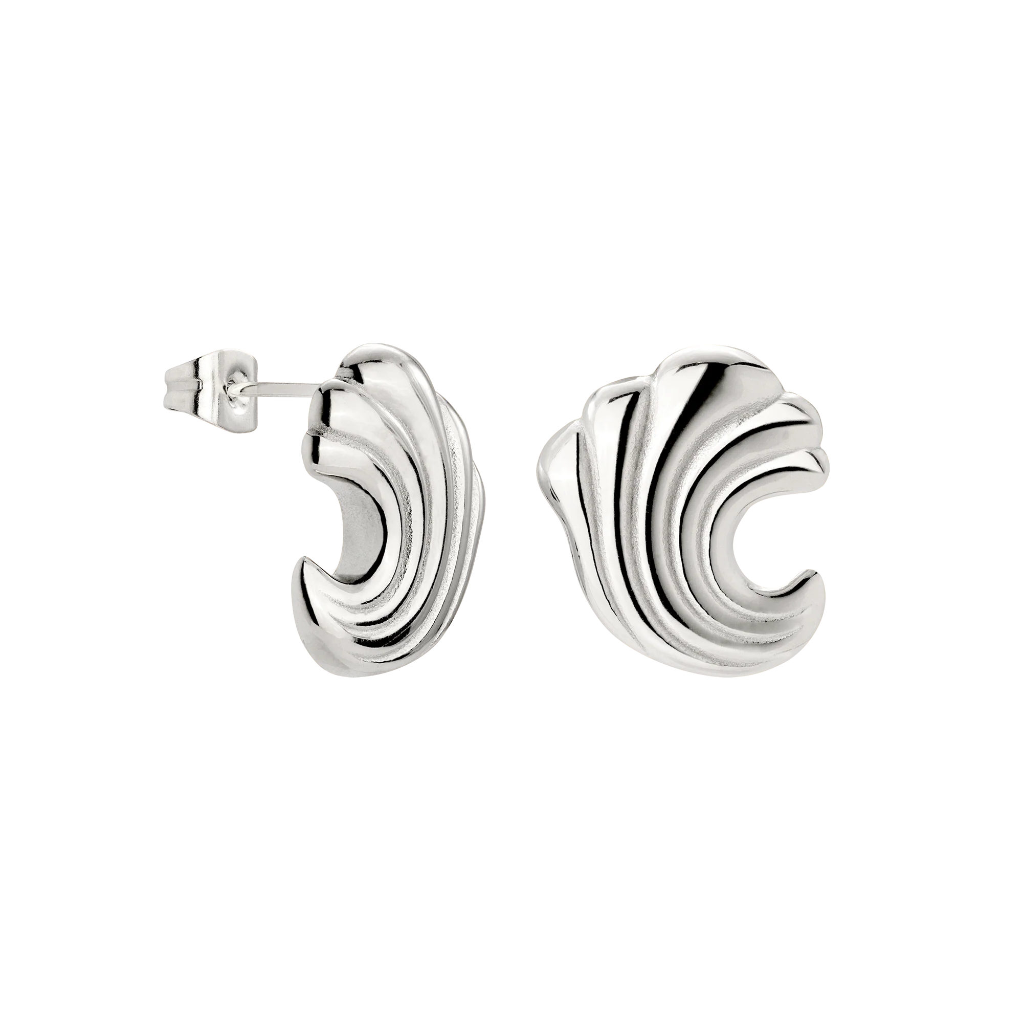 Bold Wave Studs Silver