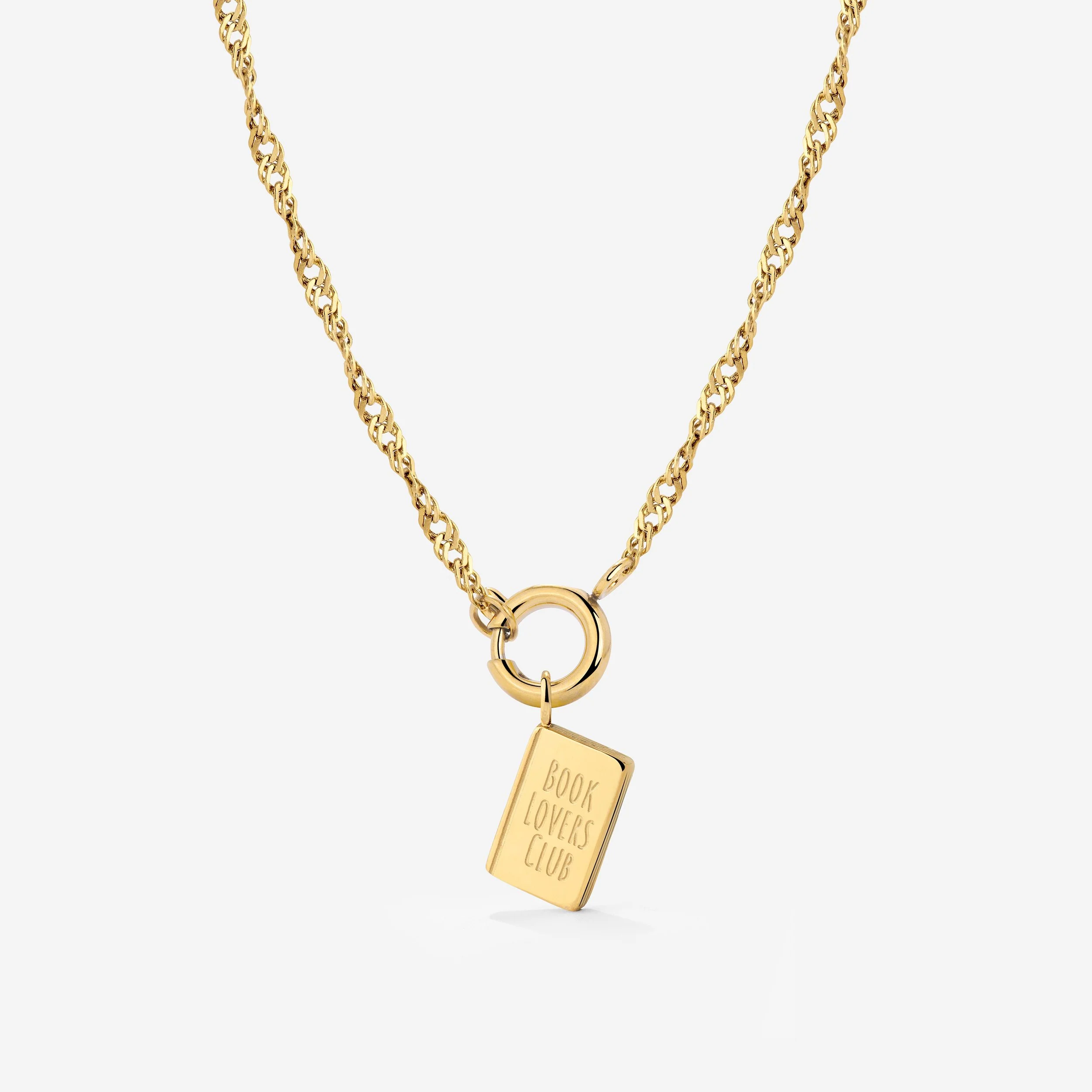 Book Lovers Club Singapore Chain Necklace Set Stud Earrings Gold
