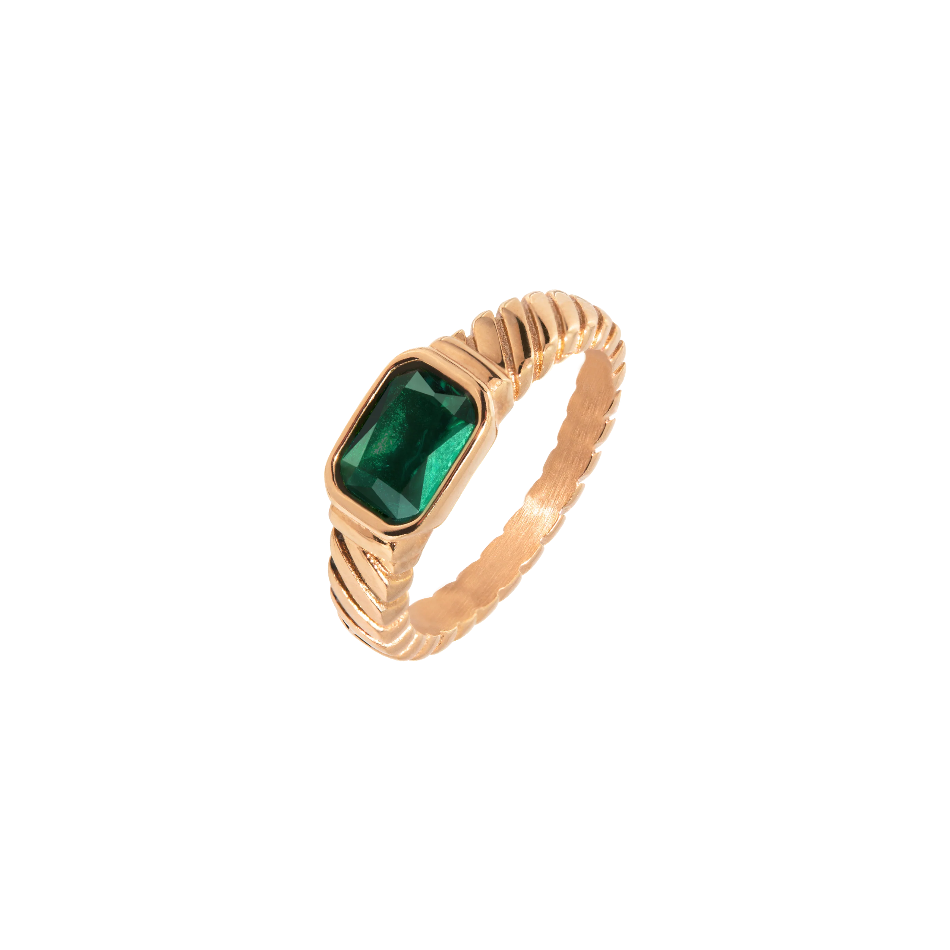 Brilliant Emerald Ring Rose Gold