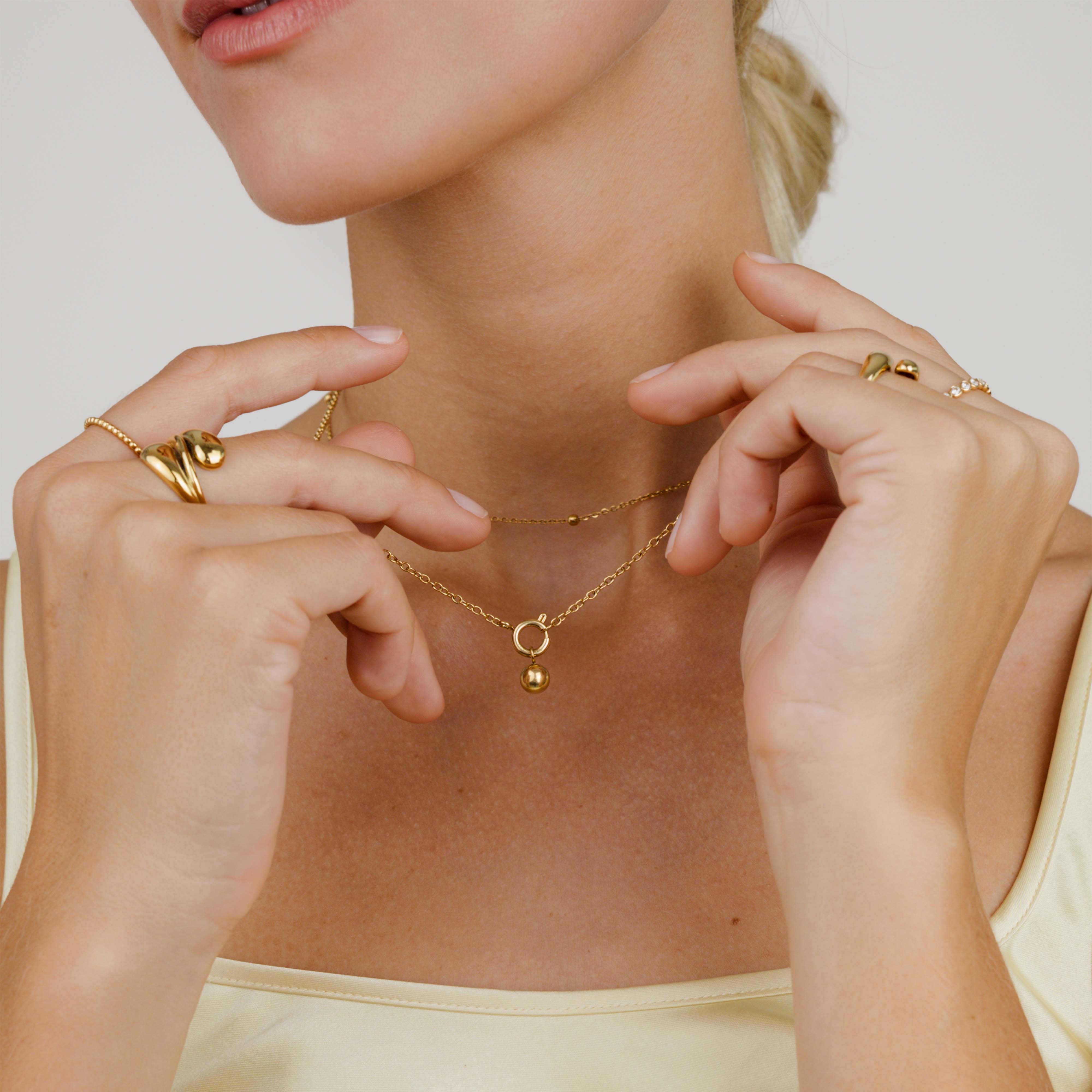 Bubbly Classic Chain Necklace Set Gold - Image 2