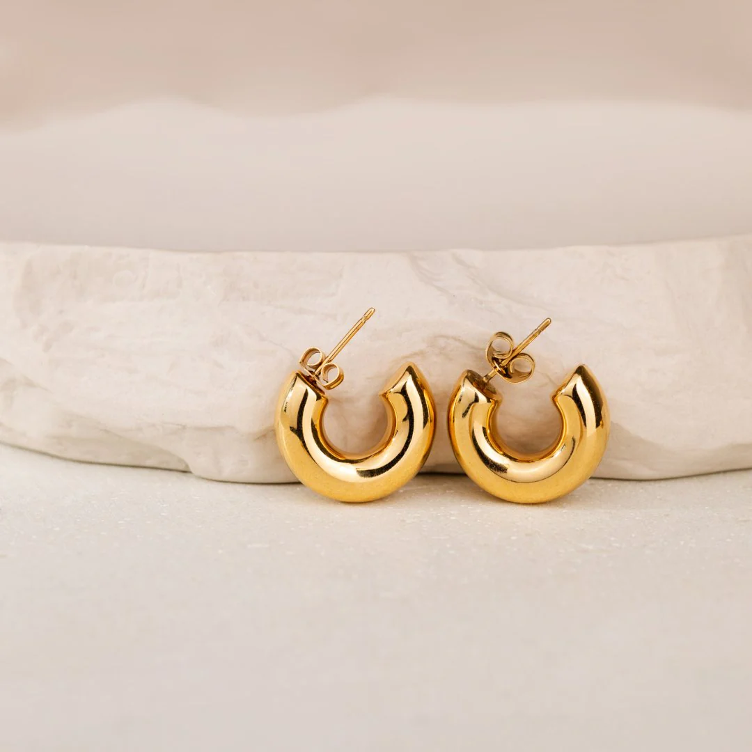 Bulky Hoop Studs Gold - Image 3