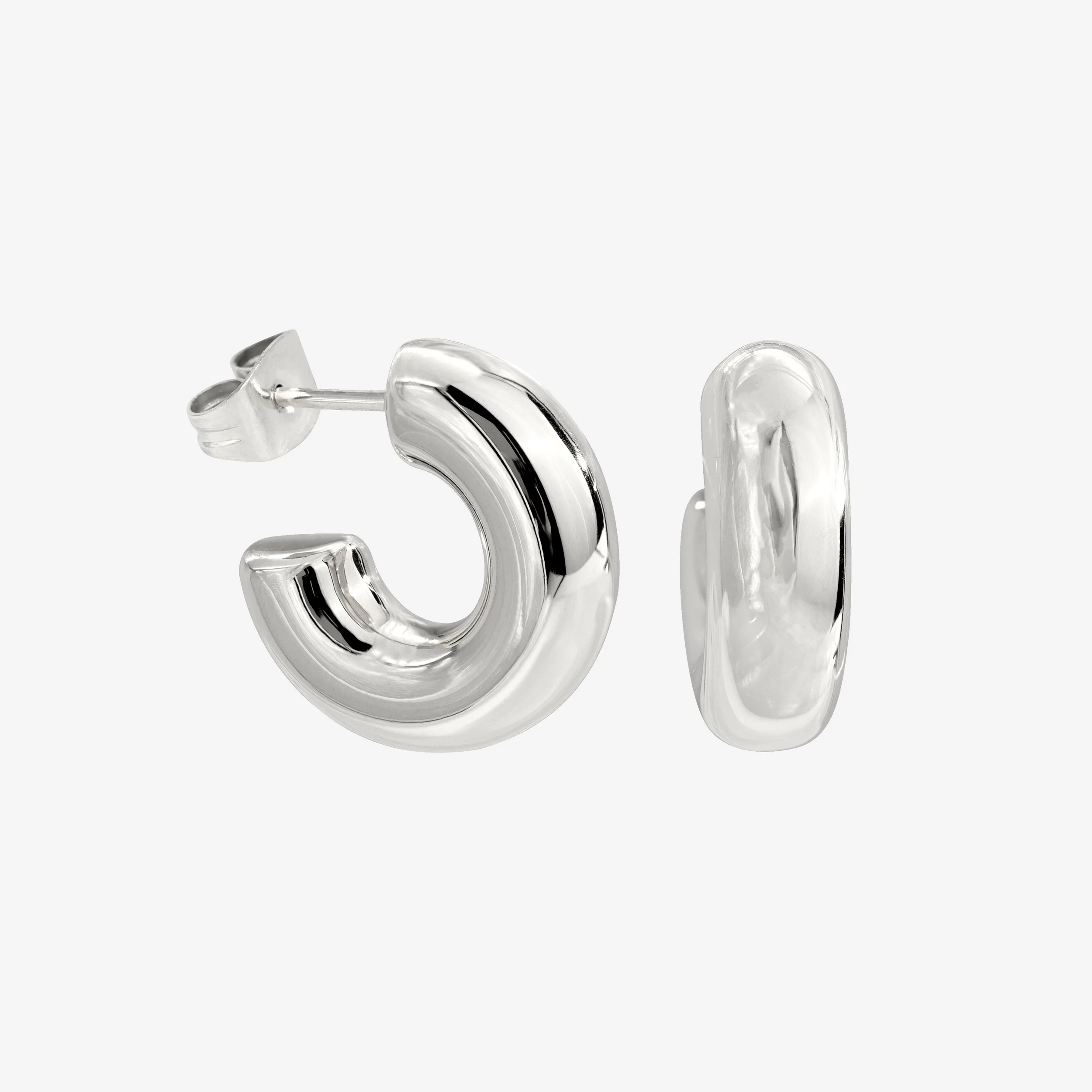 Bulky Hoop Studs Silver