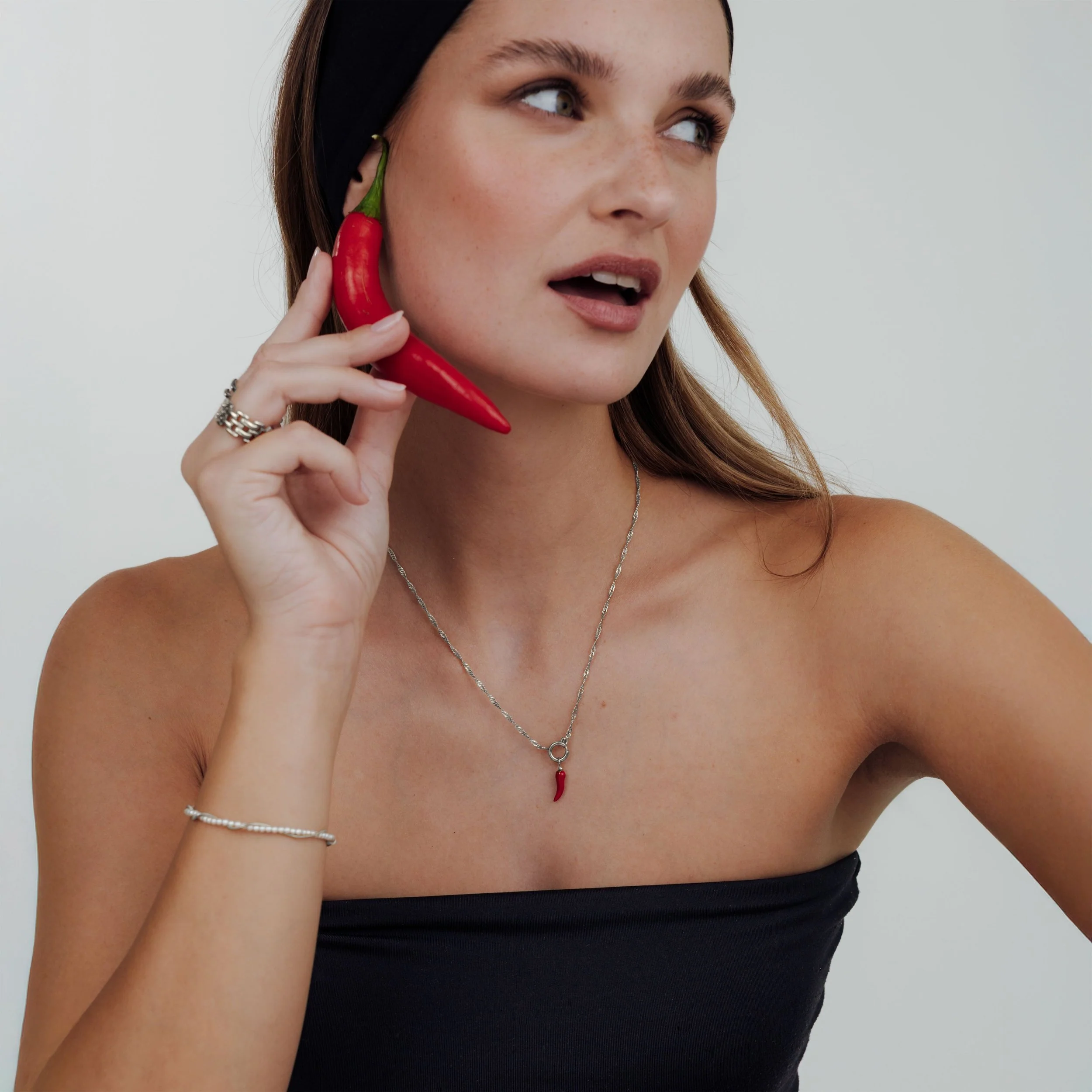 Chili Singapore Chain Necklace Set Silver - Image 3