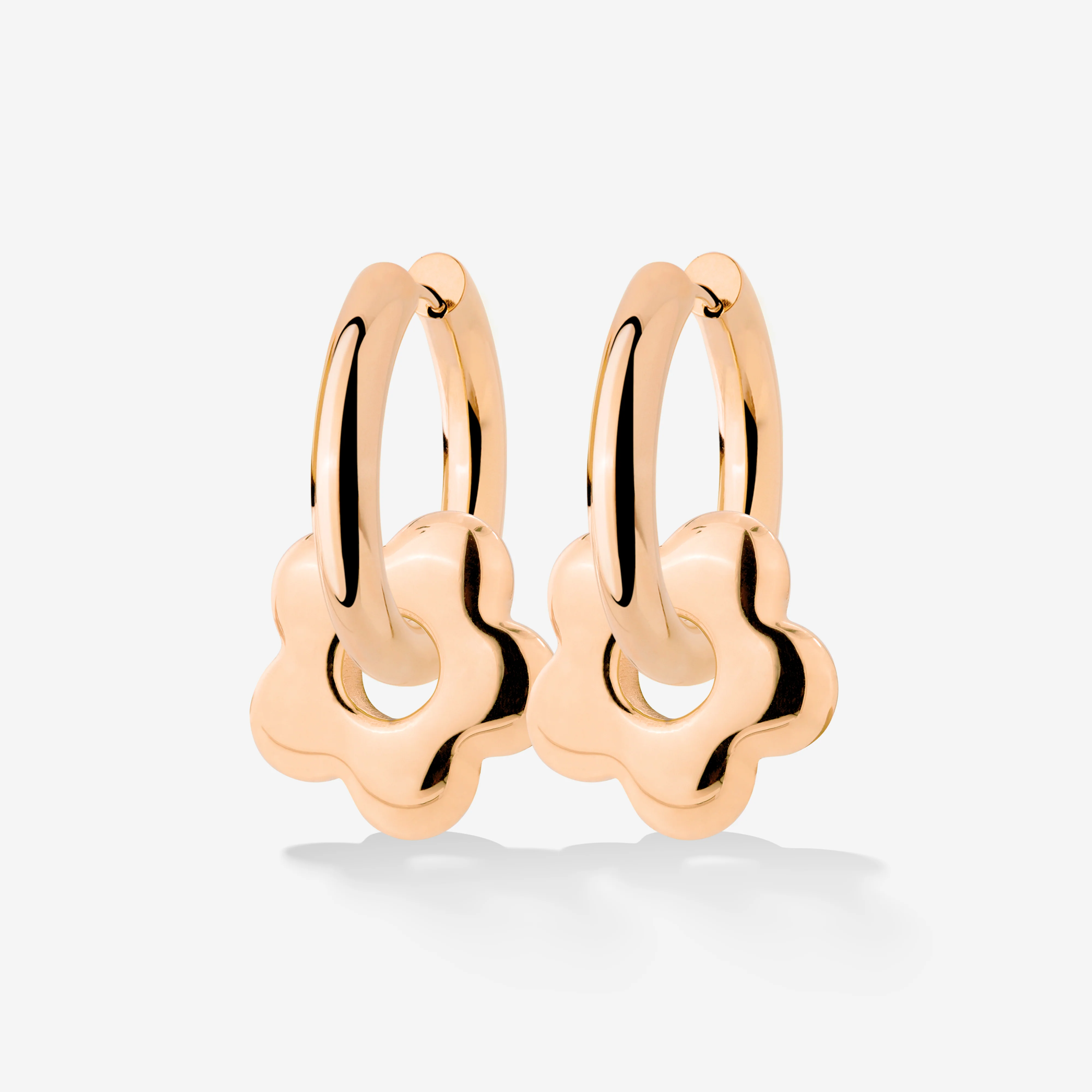 Chunky Bubble Flower Hoop Set Medium Rose Gold