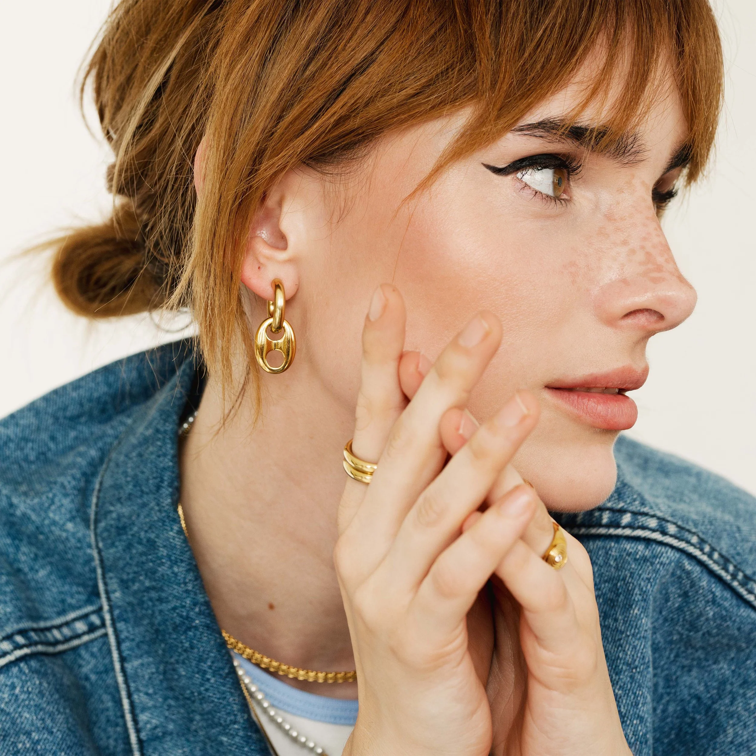 Chunky Gem Find Hoop Set Medium Gold - Image 2