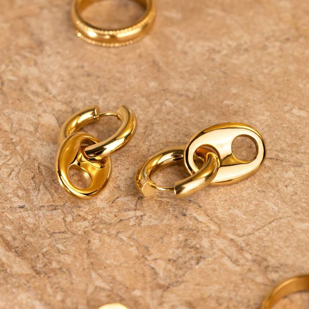 Chunky Gem Find Hoop Set Medium Gold - Image 4