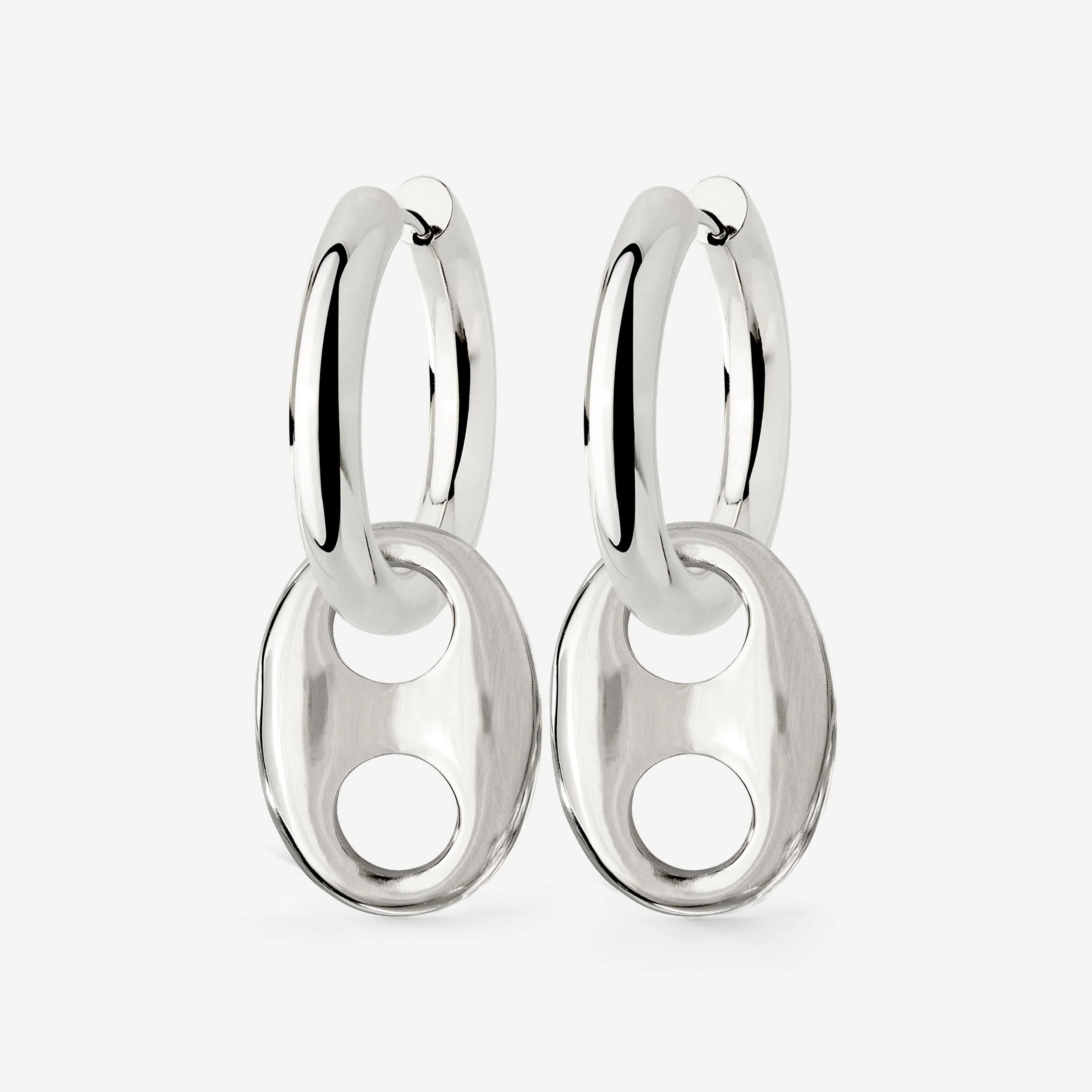 Chunky Gem Find Hoop Set Medium Silver
