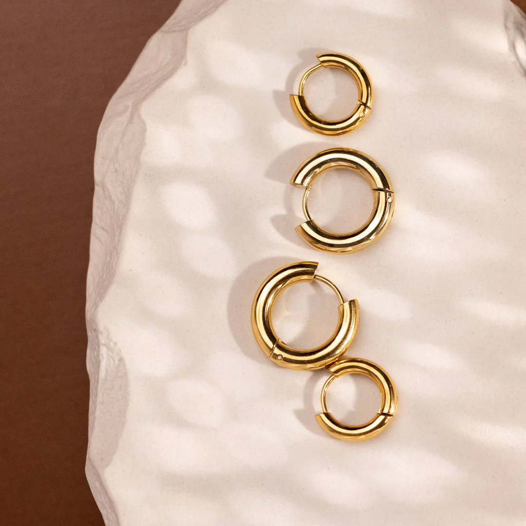 Chunky Lover Hoop Set Small Gold - Image 4