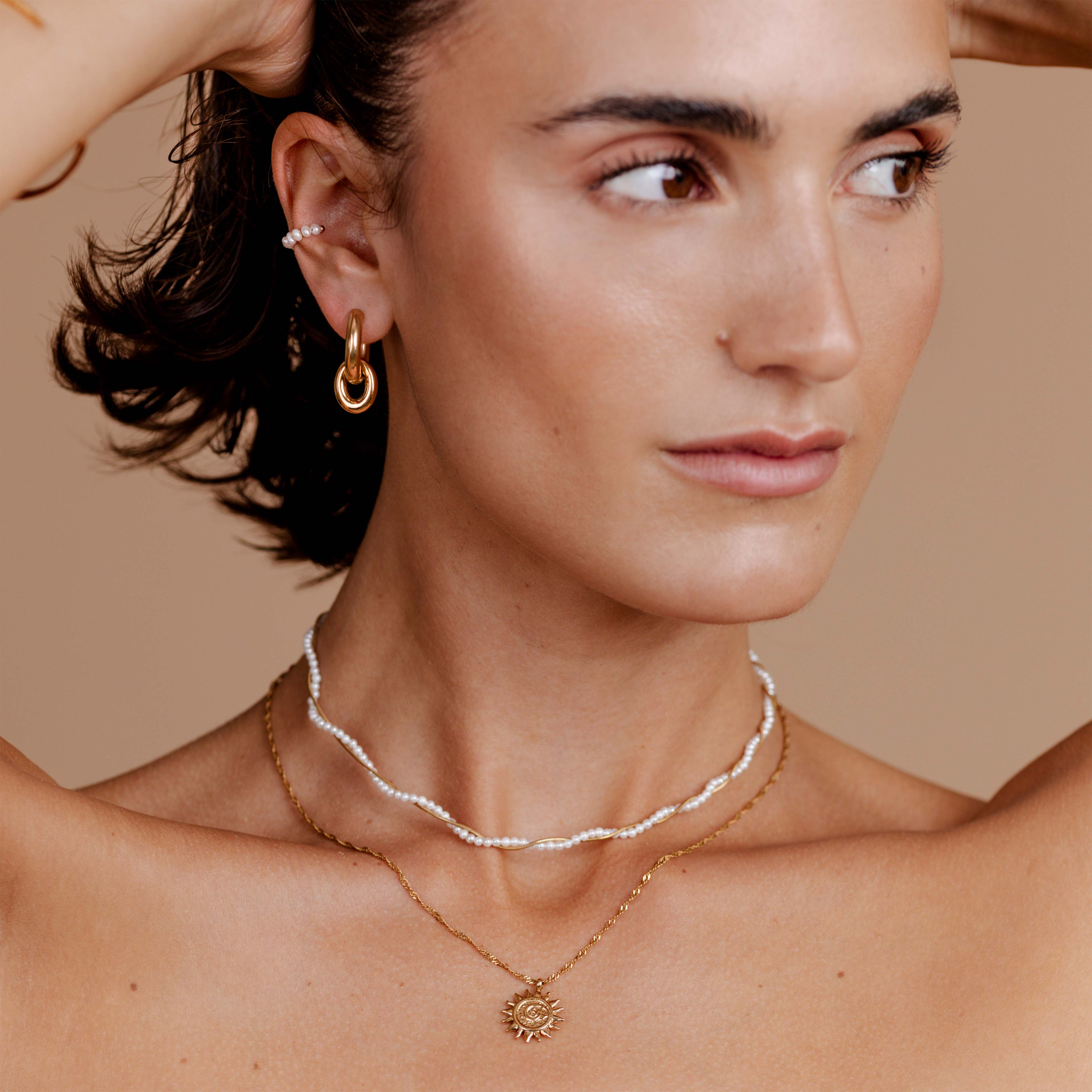 Chunky Oval Donut Hoop Set Medium Rose Gold - Image 2