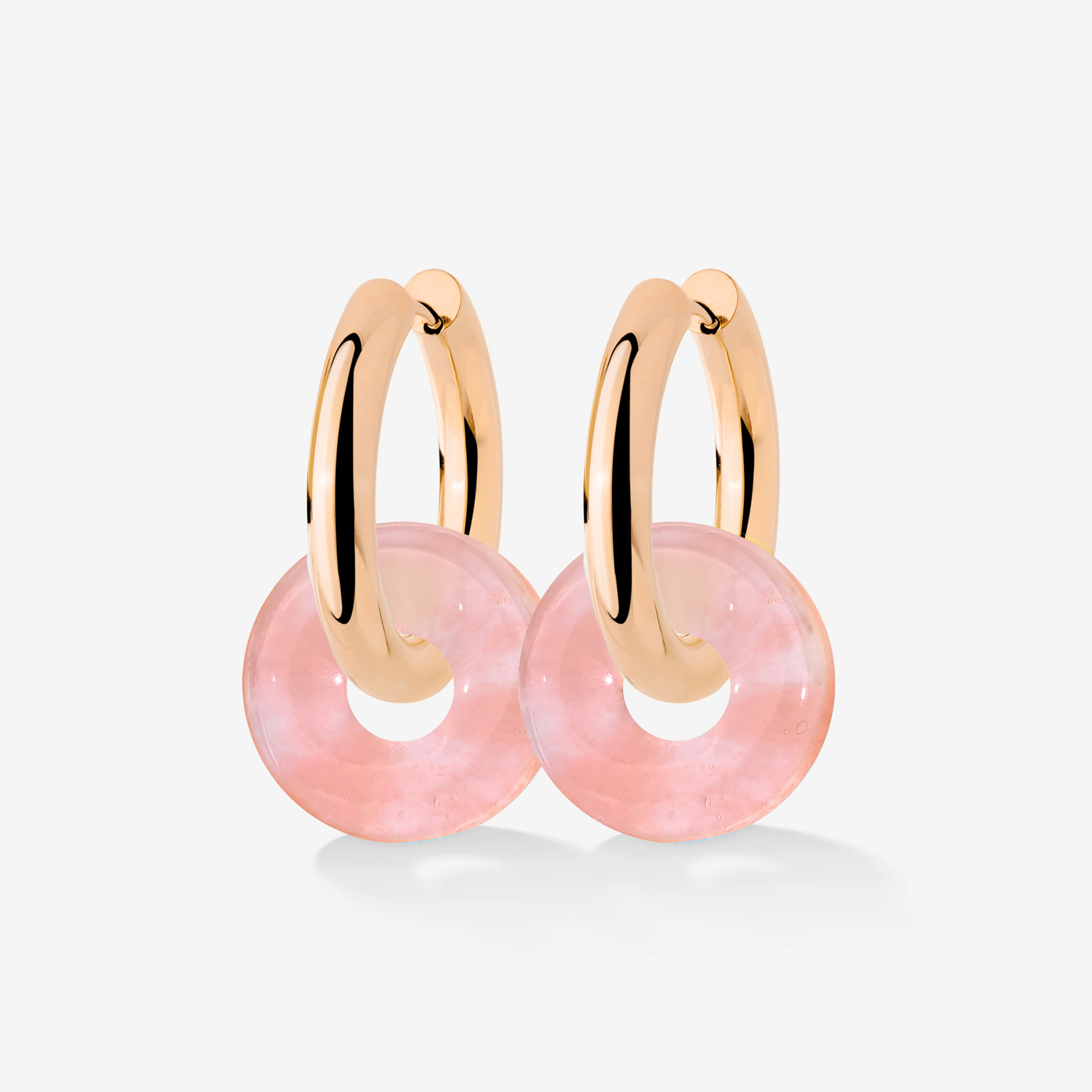 Chunky Peachy Donut Hoop Set Medium Rose Gold