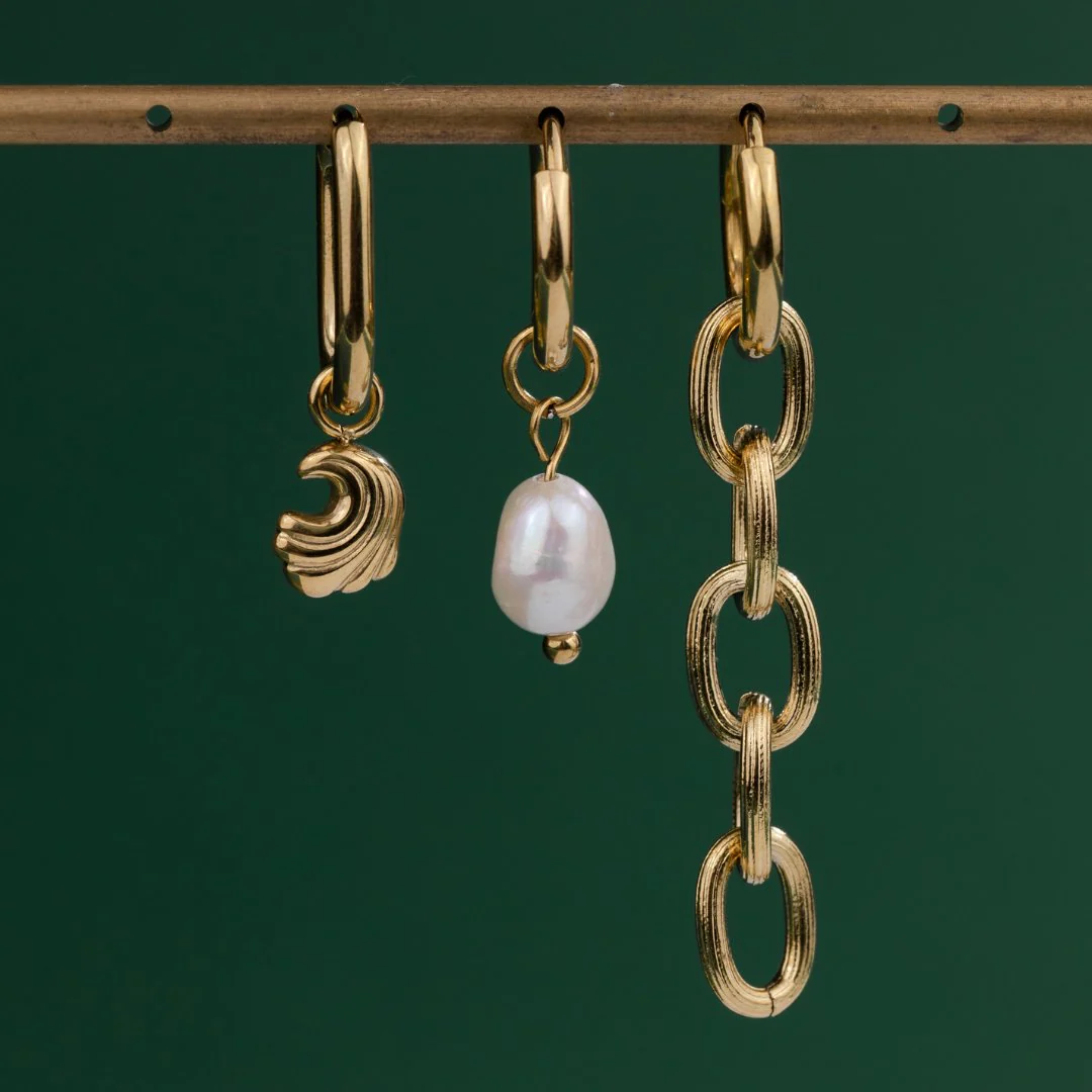 Chunky Pearl Hoop Set Small Silver - Image 3