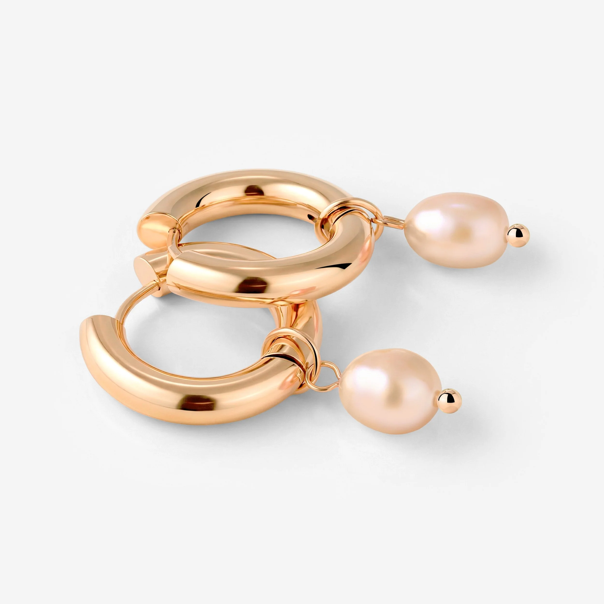 Chunky Perla Rosa Hoop Set Medium Rose Gold - Image 4