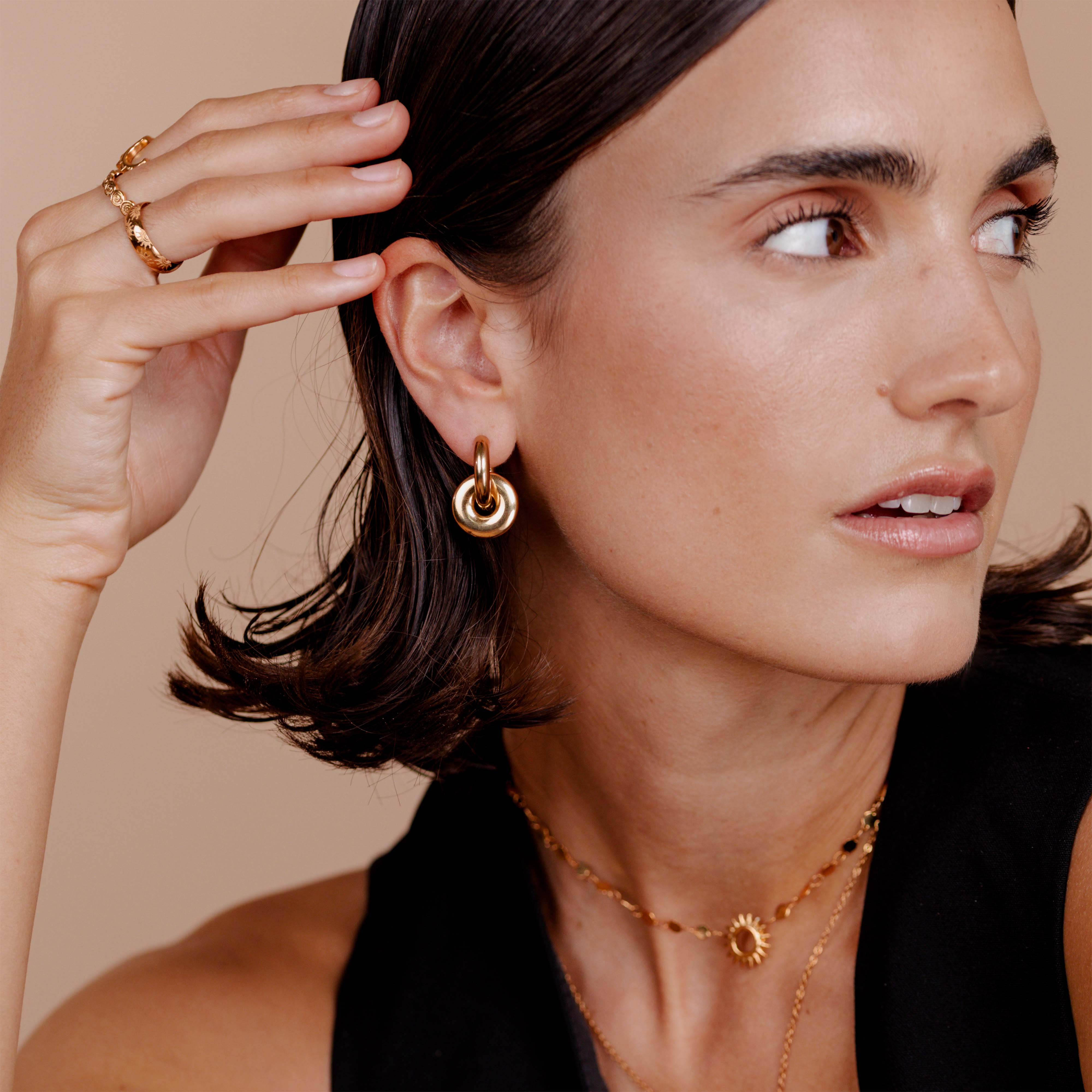 Chunky Sleek Donut Hoop Set Medium Rose Gold - Image 2