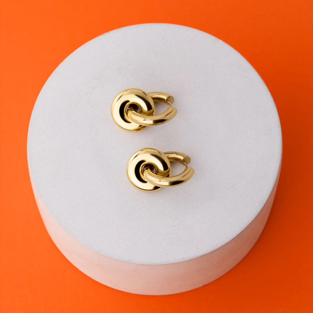 Chunky Sleek Donut Hoop Set Medium Rose Gold - Image 3