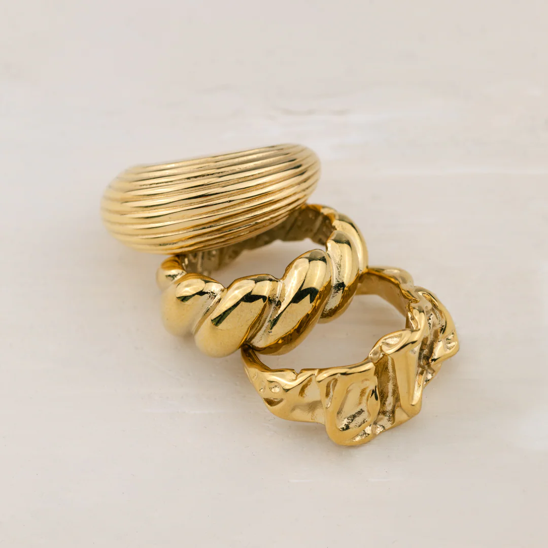 Chunky Stripes Ring Gold - Image 4